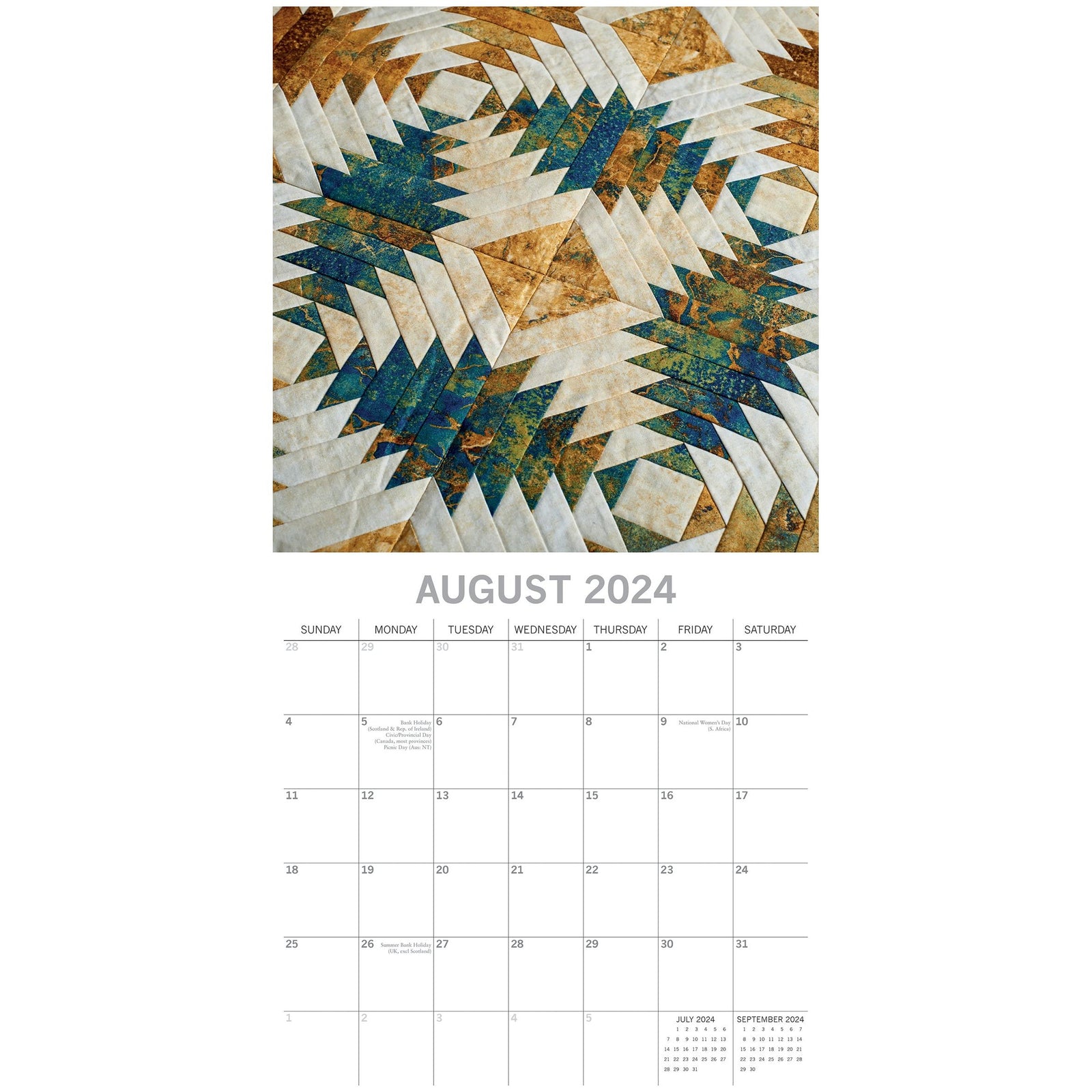 Quilting - 2024 Square Wall Calendar 16 Months Lifestyle Planner New Year Gift