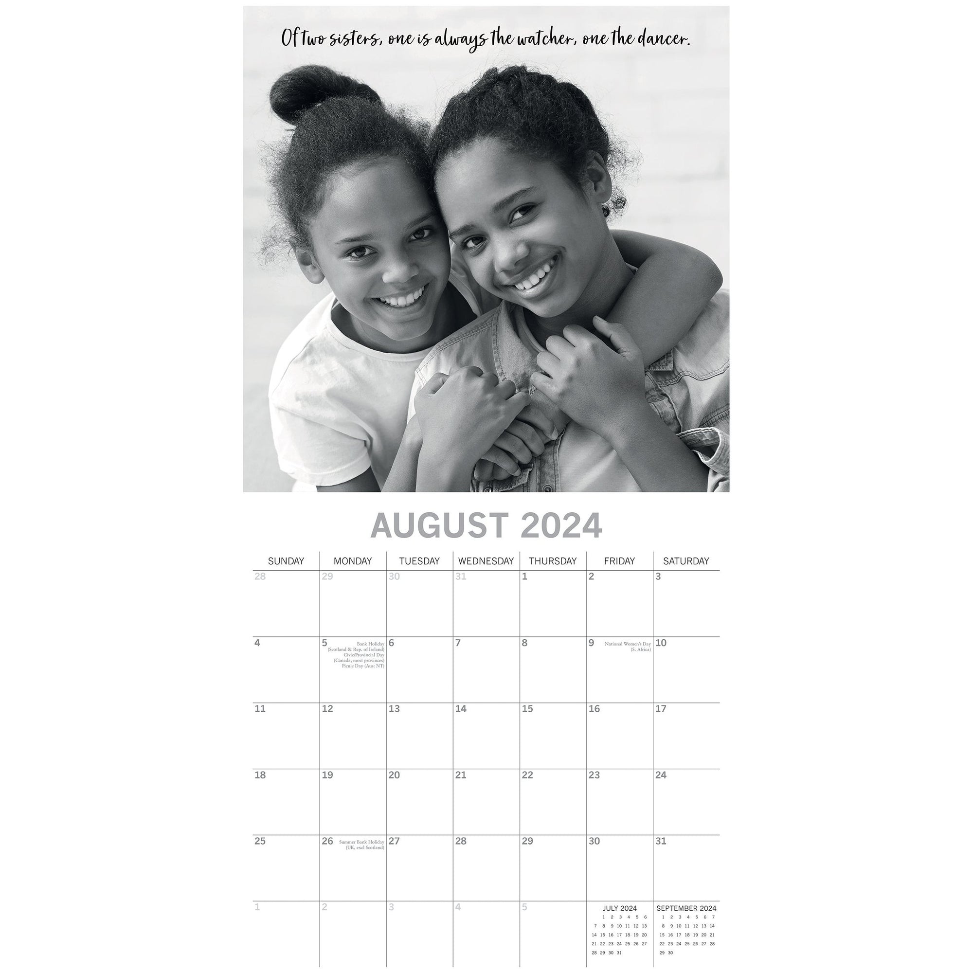 Sisters - 2024 Square Wall Calendar 16 Months Lifestyle Planner New Year Gift