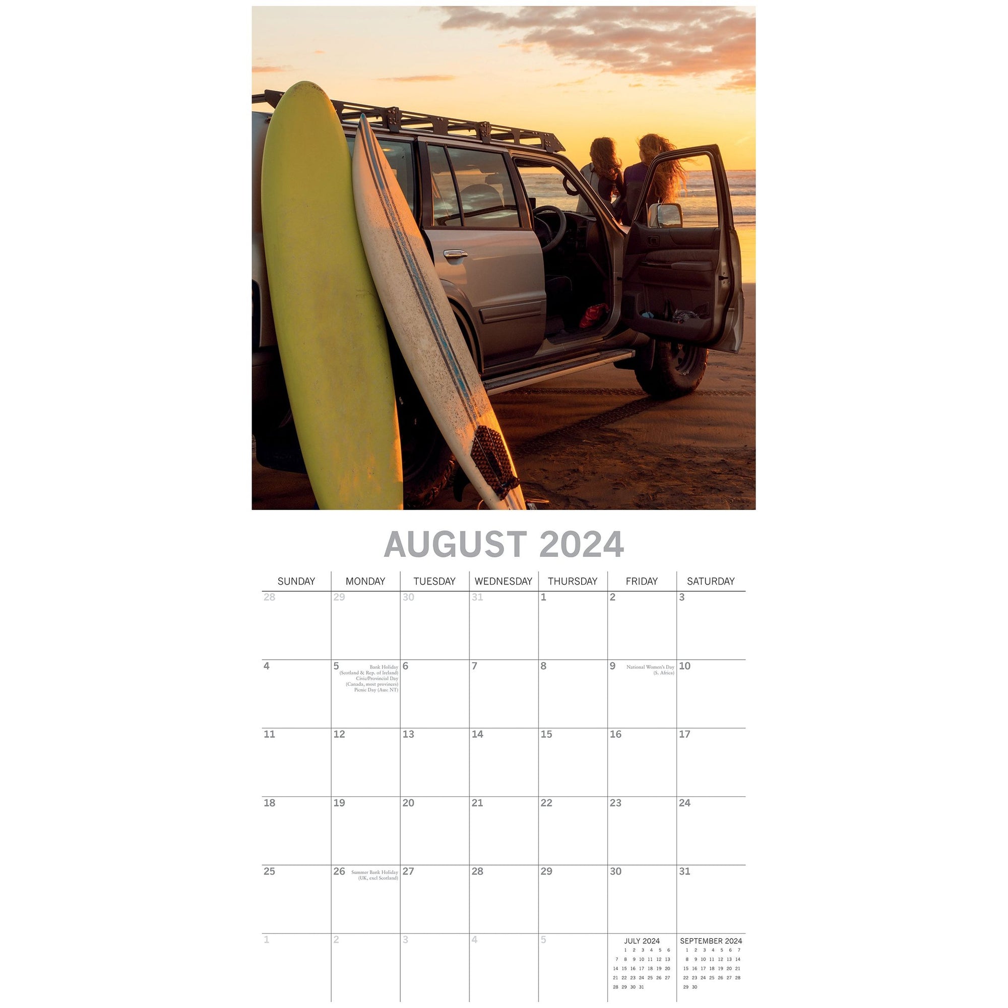 Surf Life - 2024 Square Wall Calendar 16 Months Lifestyle Planner New Year Gift