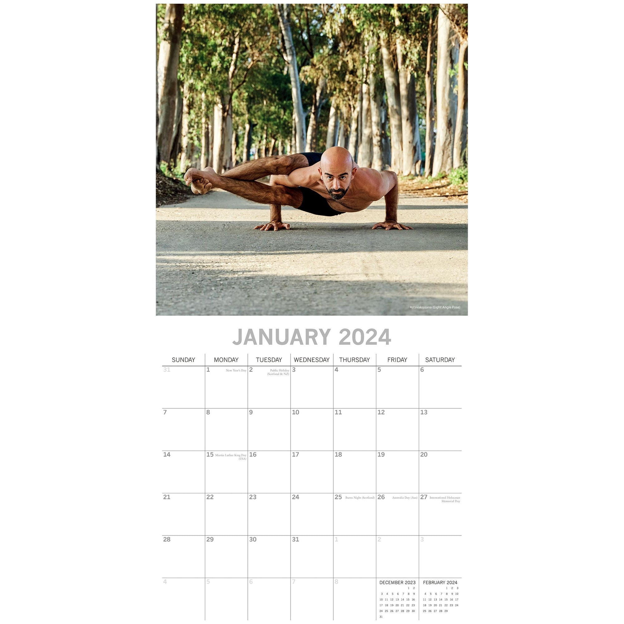 Yoga 2024 Square Wall Calendar 16 Months Premium Planner Christmas New Year Gift