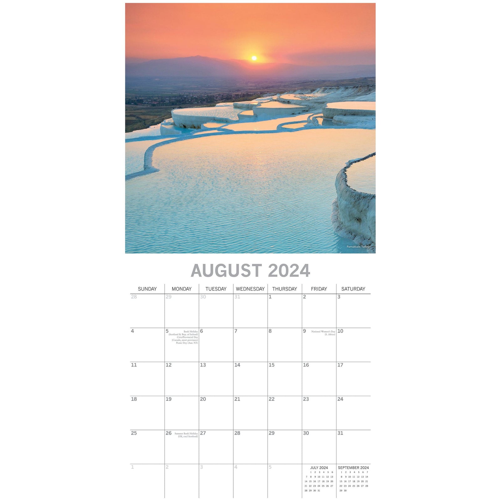 Natural Wonders - 2024 Square Wall Calendar 16 Months Planner Xmas New Year Gift