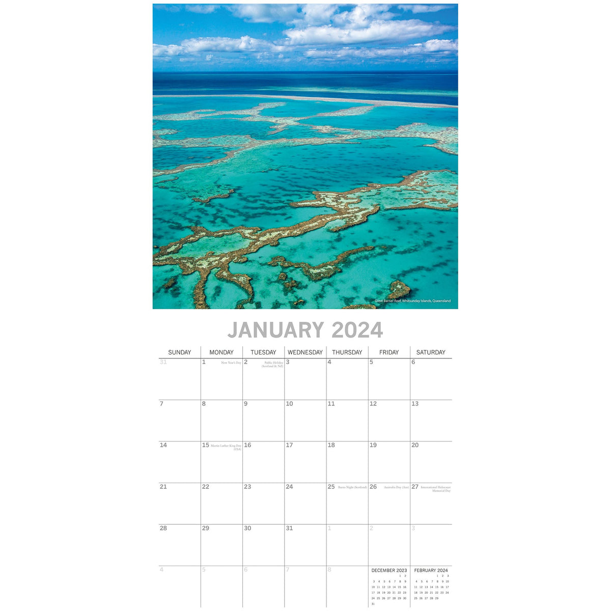 Coastlines of Australia 2024 Square Wall Calendar 16 Month Planner New Year Gift