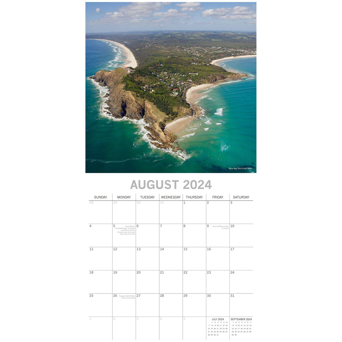 Coastlines of Australia 2024 Square Wall Calendar 16 Month Planner New Year Gift