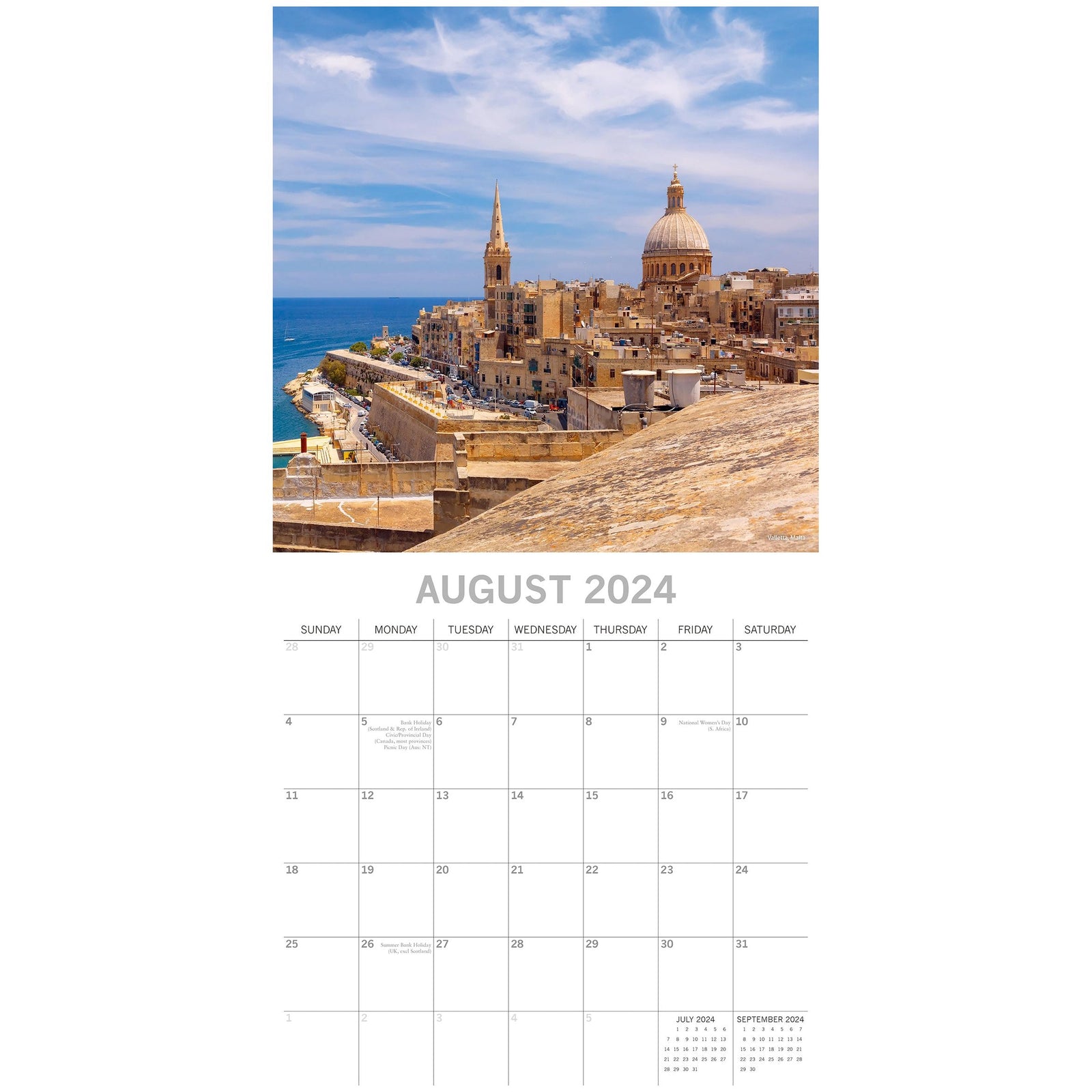 Mediterranean 2024 Square Wall Calendar 16 Month Planner Christmas New Year Gift