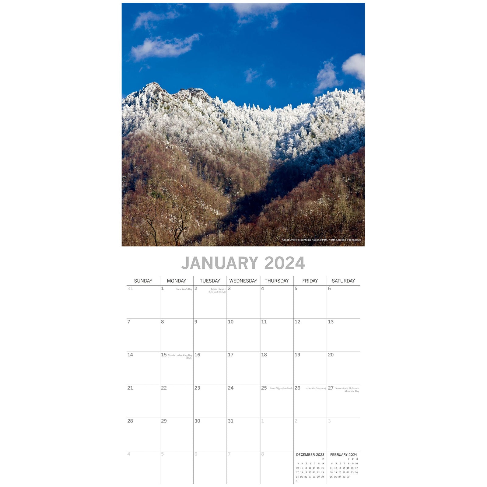 National Parks USA 2024 Square Wall Calendar 16 Months Premium Planner New Year