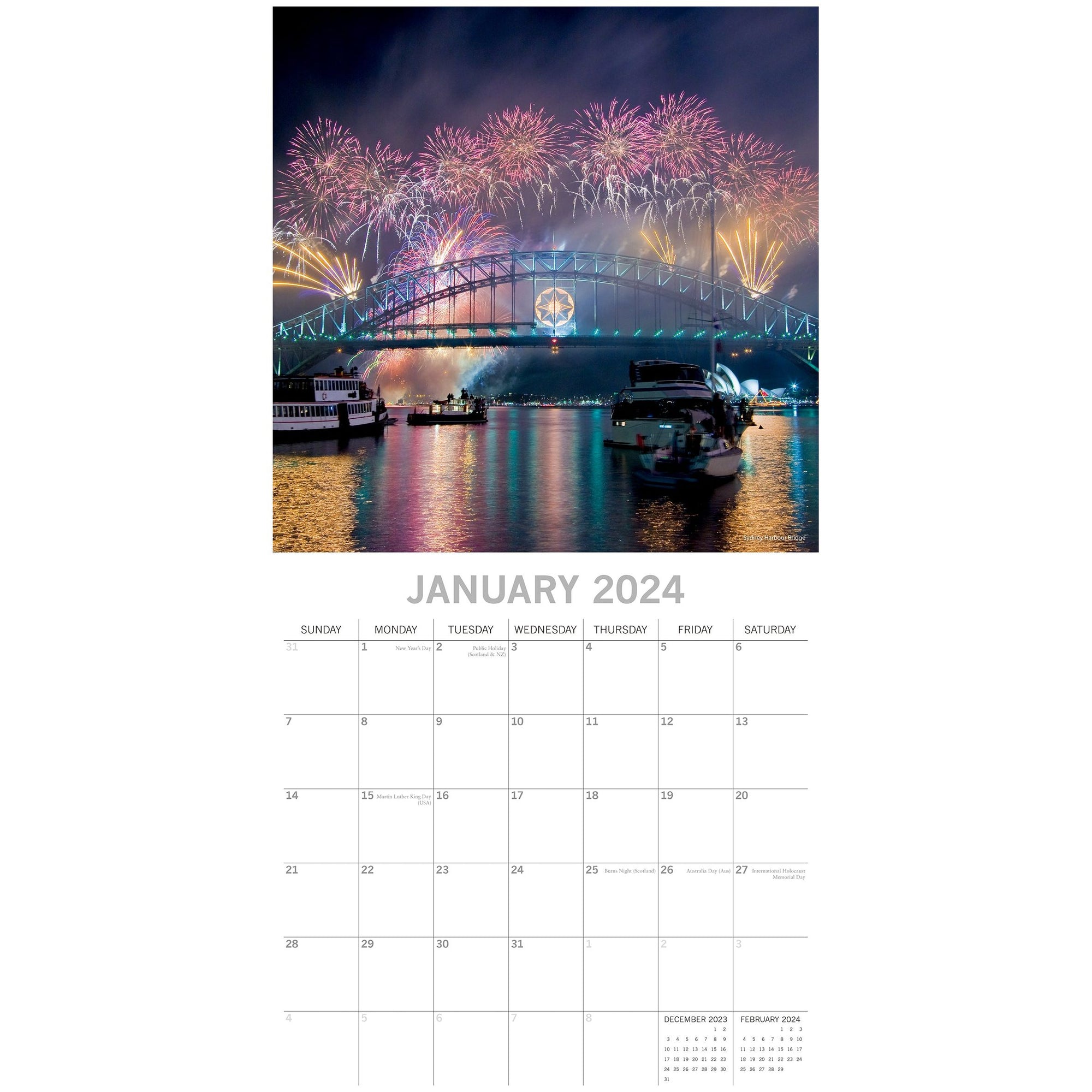 Sydney 2024 Square Wall Calendar 16Month Premium Planner Christmas New Year Gift