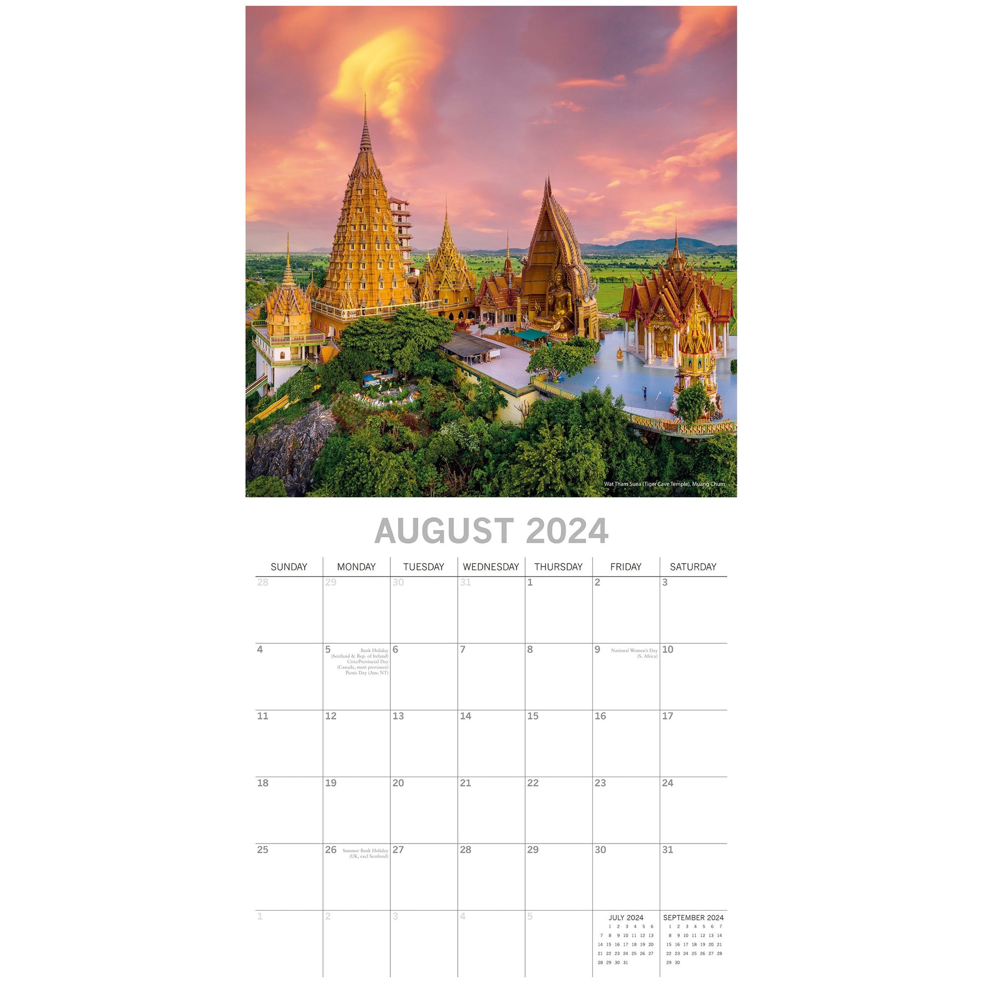 Thailand - 2024 Square Wall Calendar 16 Month Premium Planner Xmas New Year Gift