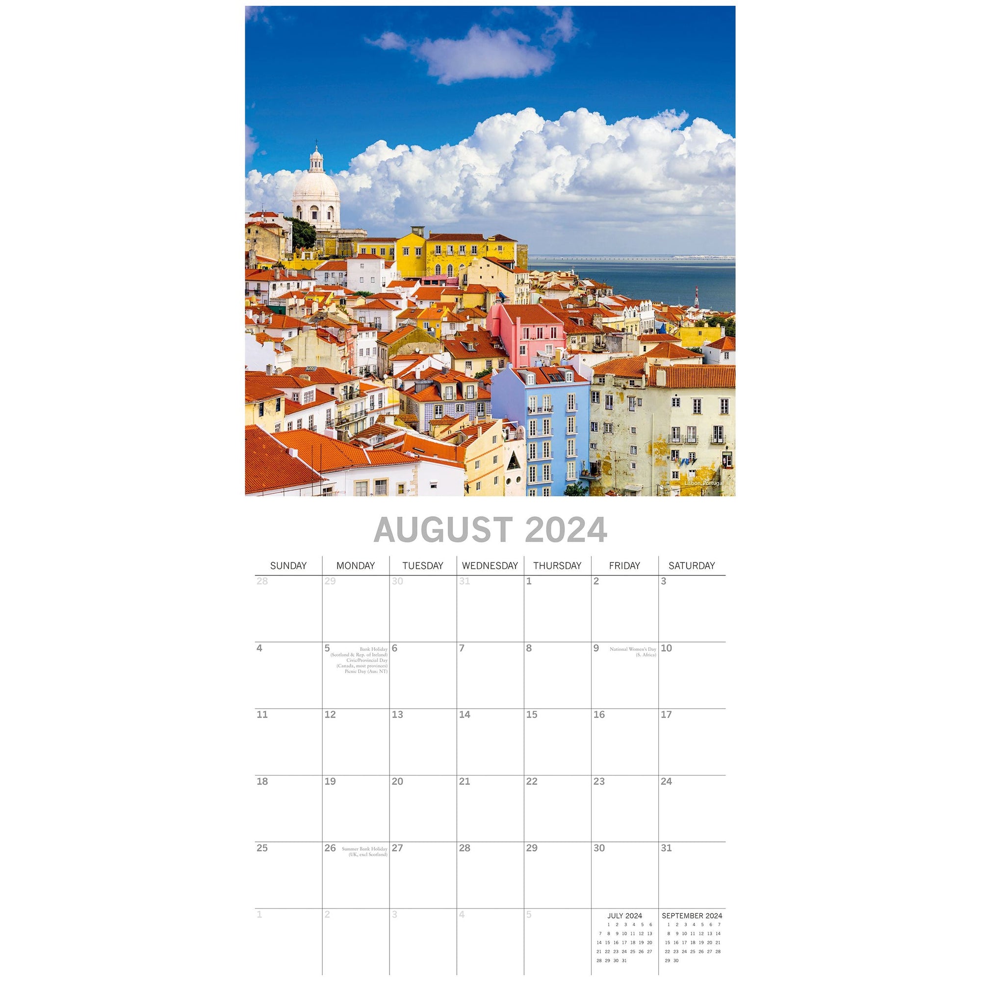 Travel the World - 2024 Square Wall Calendar 16 Months Planner New Year Gift