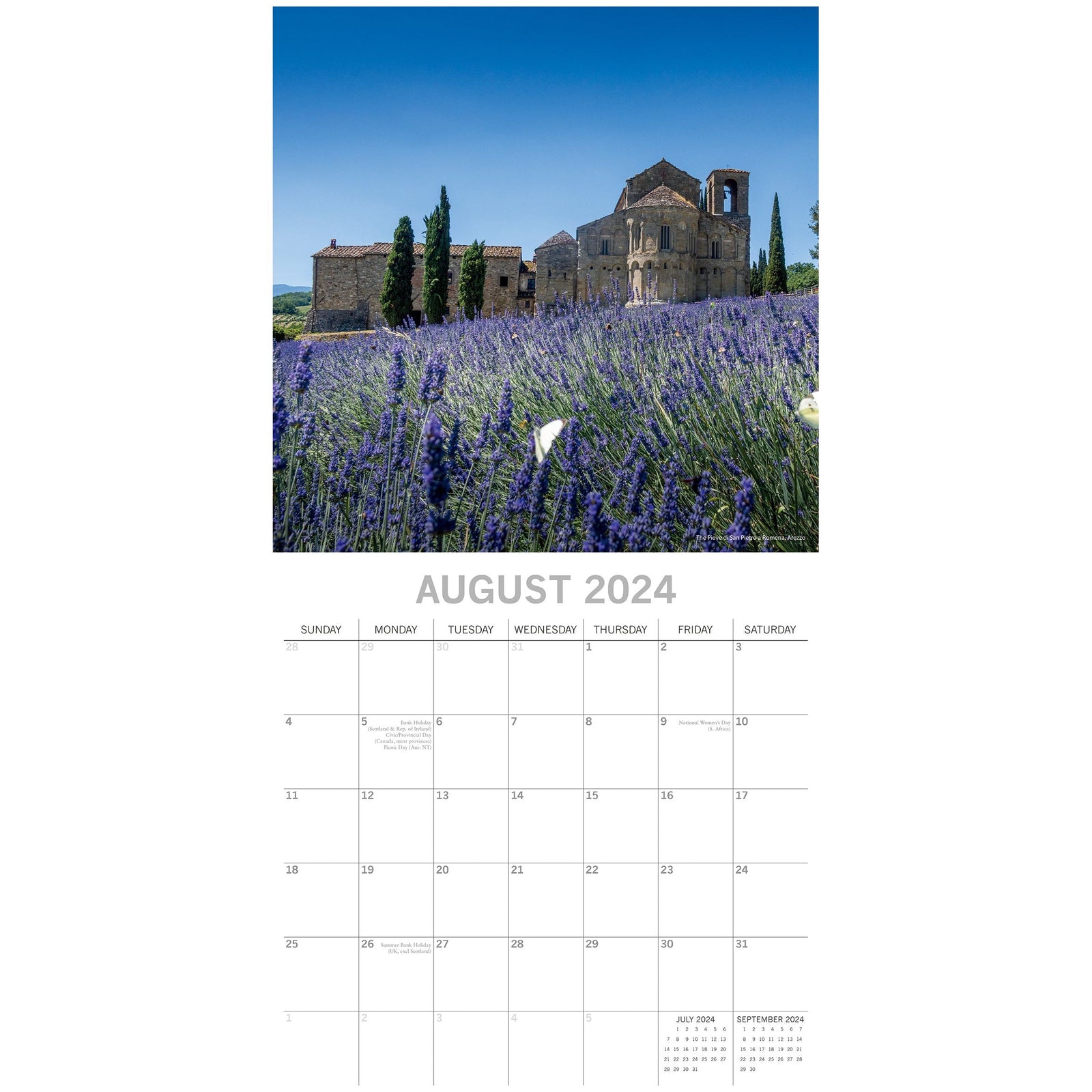 Tuscany - 2024 Square Wall Calendar 16 Months Premium Planner Xmas New Year Gift