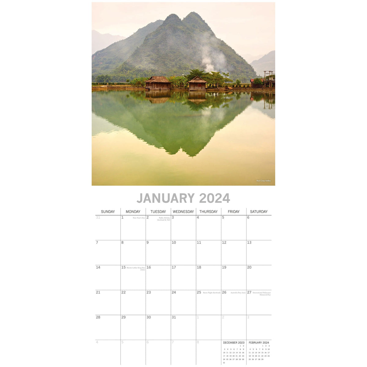 Vietnam - 2024 Square Wall Calendar 16 Months Premium Planner Xmas New Year Gift