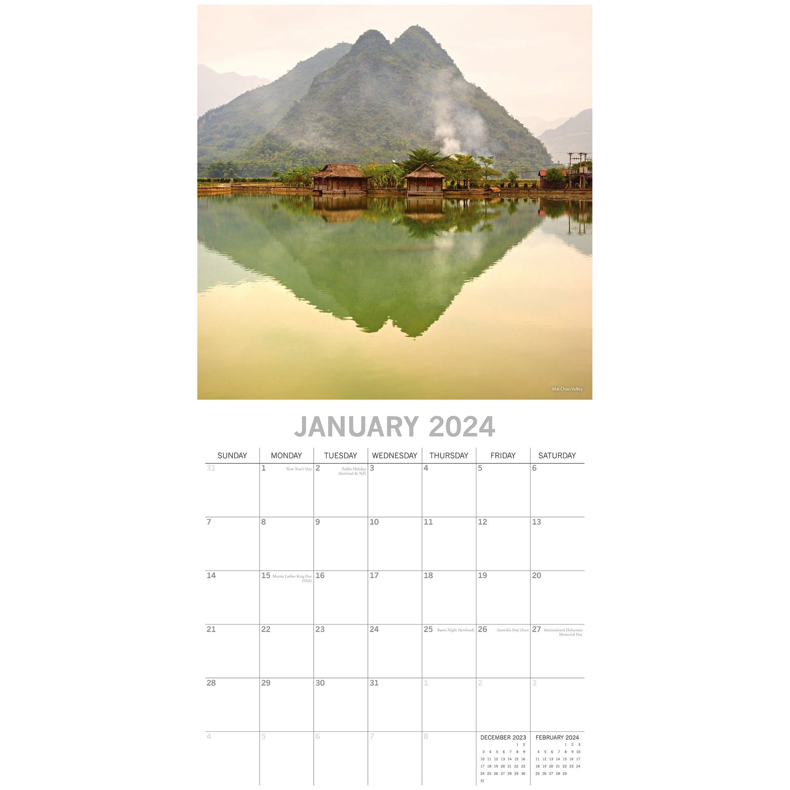 Vietnam - 2024 Square Wall Calendar 16 Months Premium Planner Xmas New Year Gift