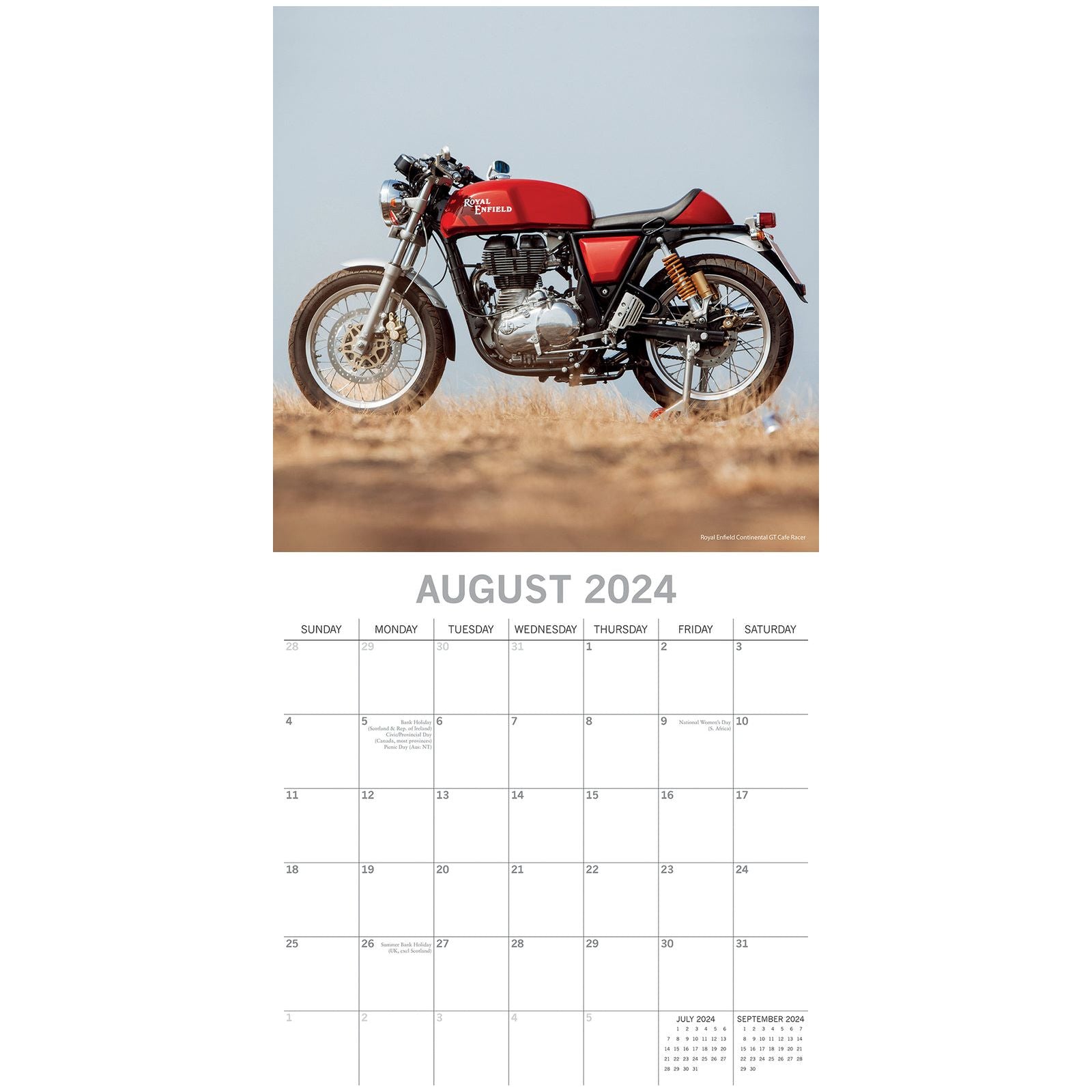 Classic Bikes 2024 Square Wall Calendar 16 Month Planner Christmas New Year Gift