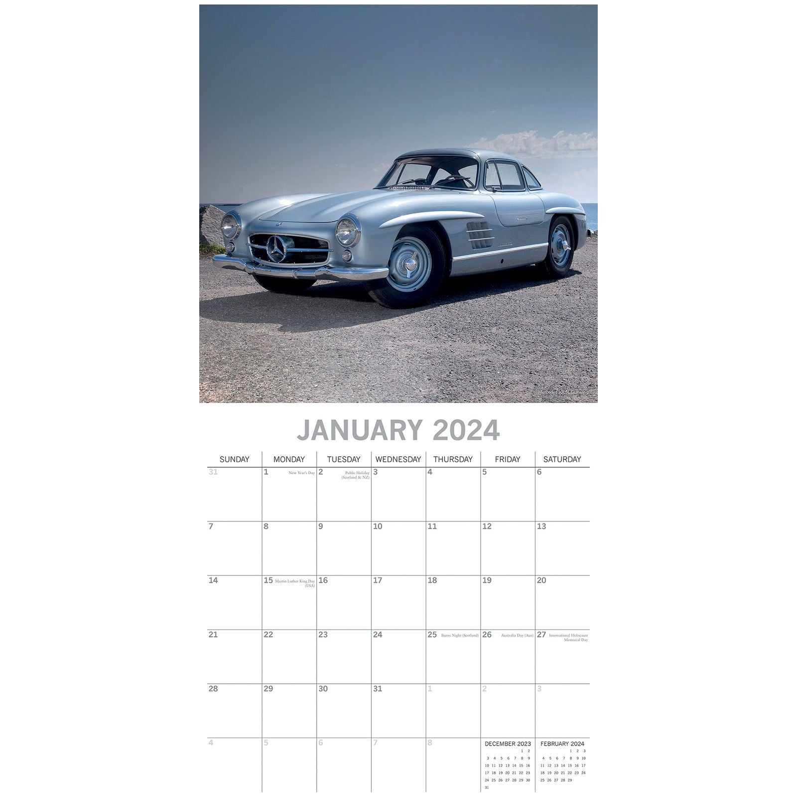 Classic Cars 2024 Square Wall Calendar 16 Months Planner Christmas New Year Gift