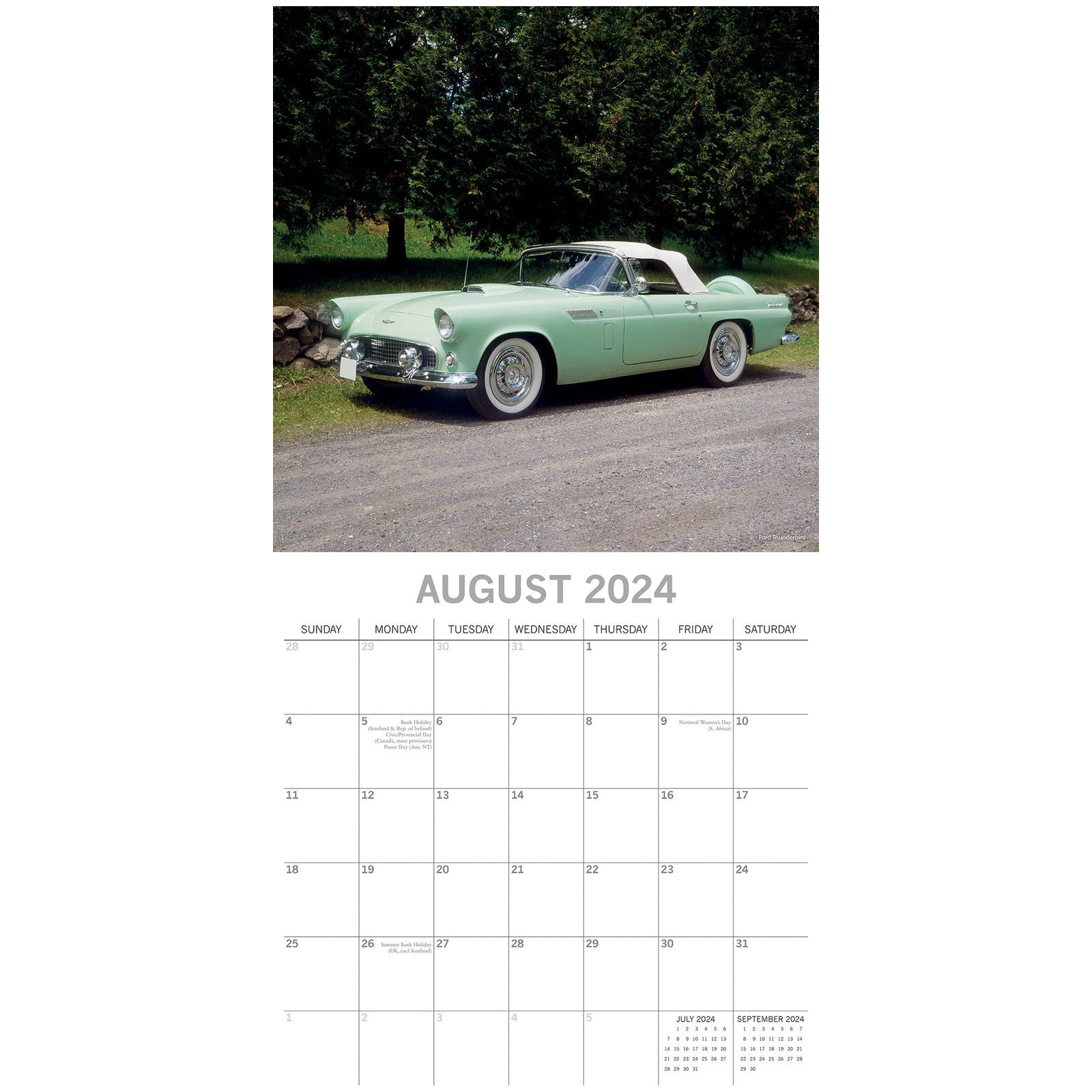 Classic Cars 2024 Square Wall Calendar 16 Months Planner Christmas New Year Gift