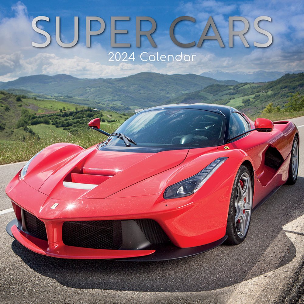 Super Cars - 2024 Square Wall Calendar 16 Months Planner Christmas New Year Gift