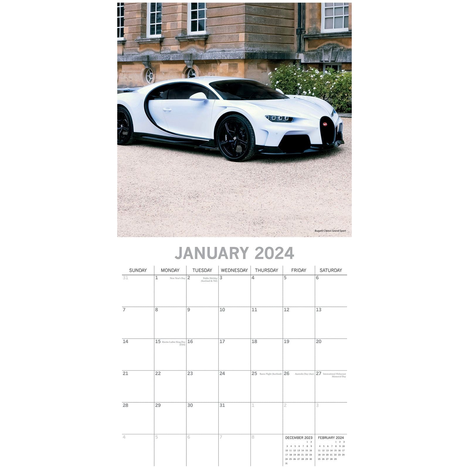 Super Cars - 2024 Square Wall Calendar 16 Months Planner Christmas New Year Gift