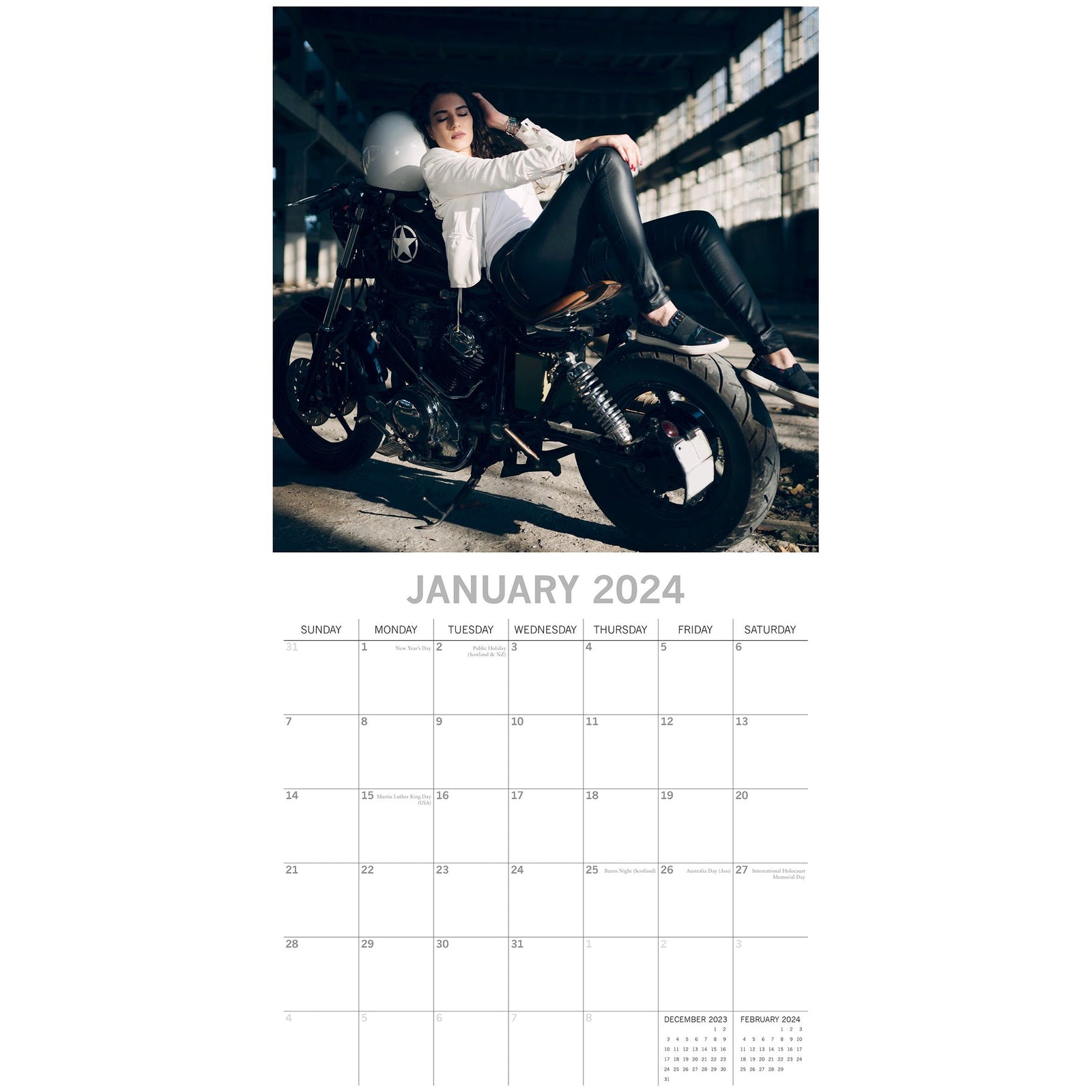 Biker Babes - 2024 Square Wall Calendar 16 Month Planner Christmas New Year Gift