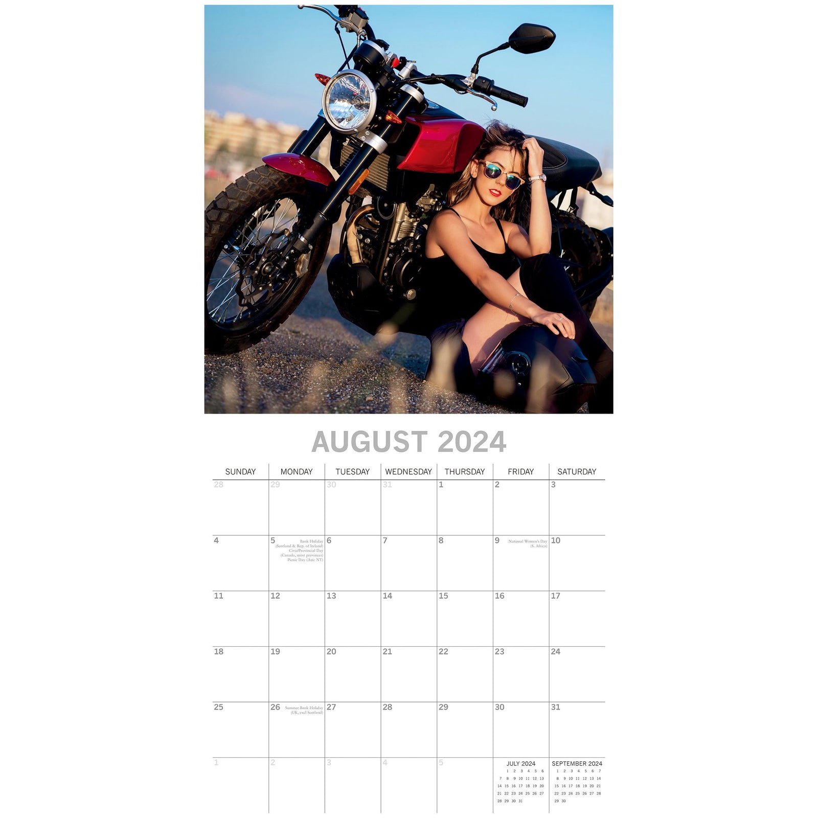 Biker Babes - 2024 Square Wall Calendar 16 Month Planner Christmas New Year Gift