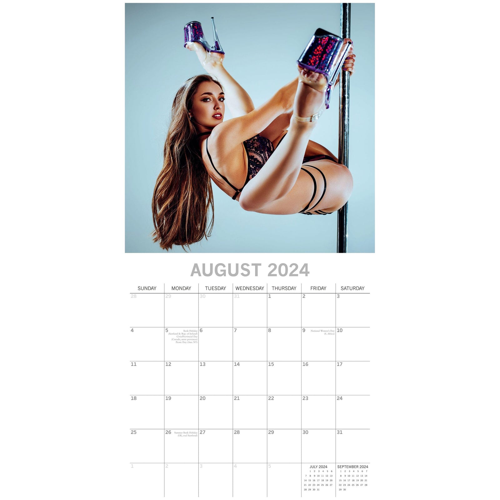 Pole Dancers 2024 Square Wall Calendar 16 Months Planner Christmas New Year Gift