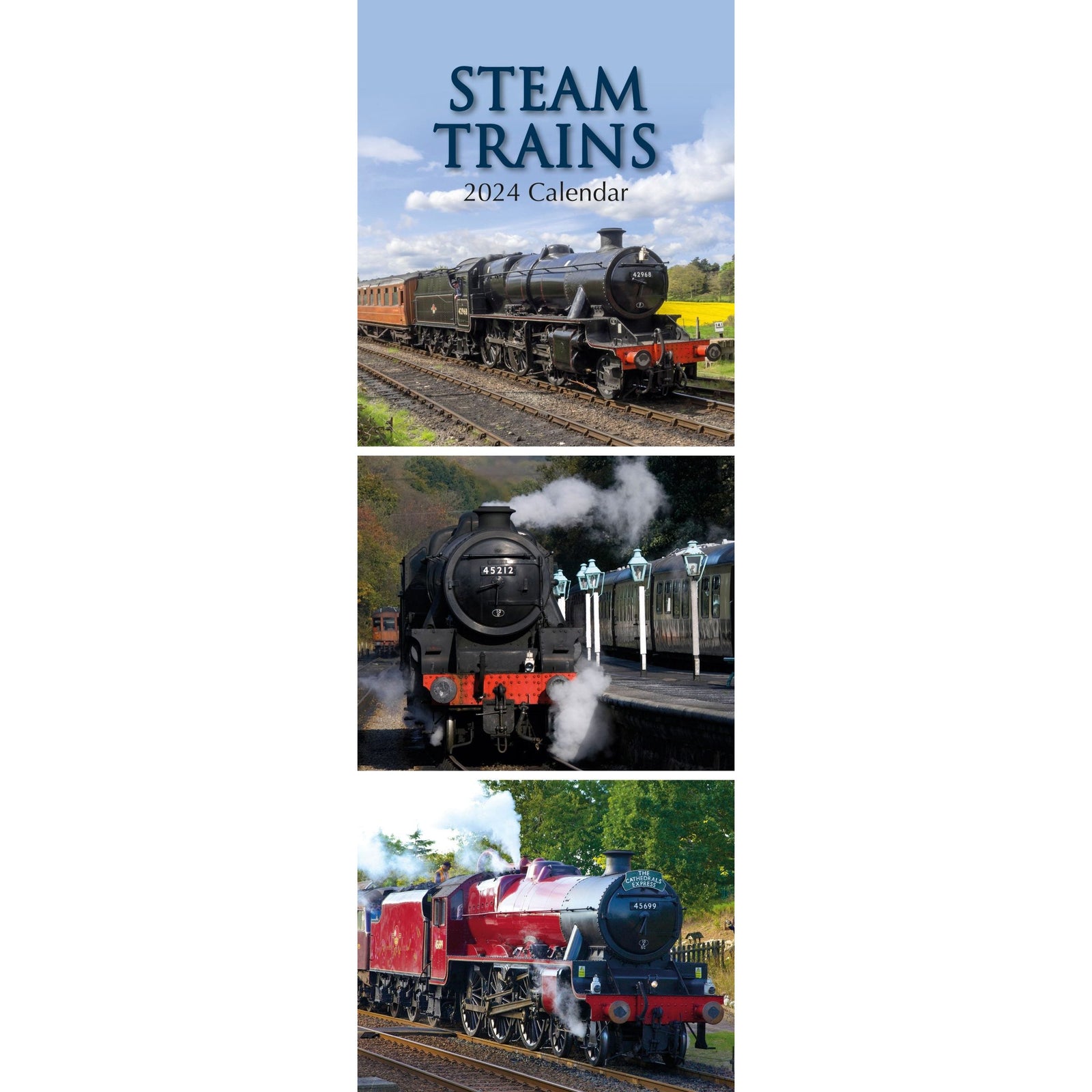 Steam Trains - 2024 Slimline Slim Wall Calendar Hanging Planner New Year Gift