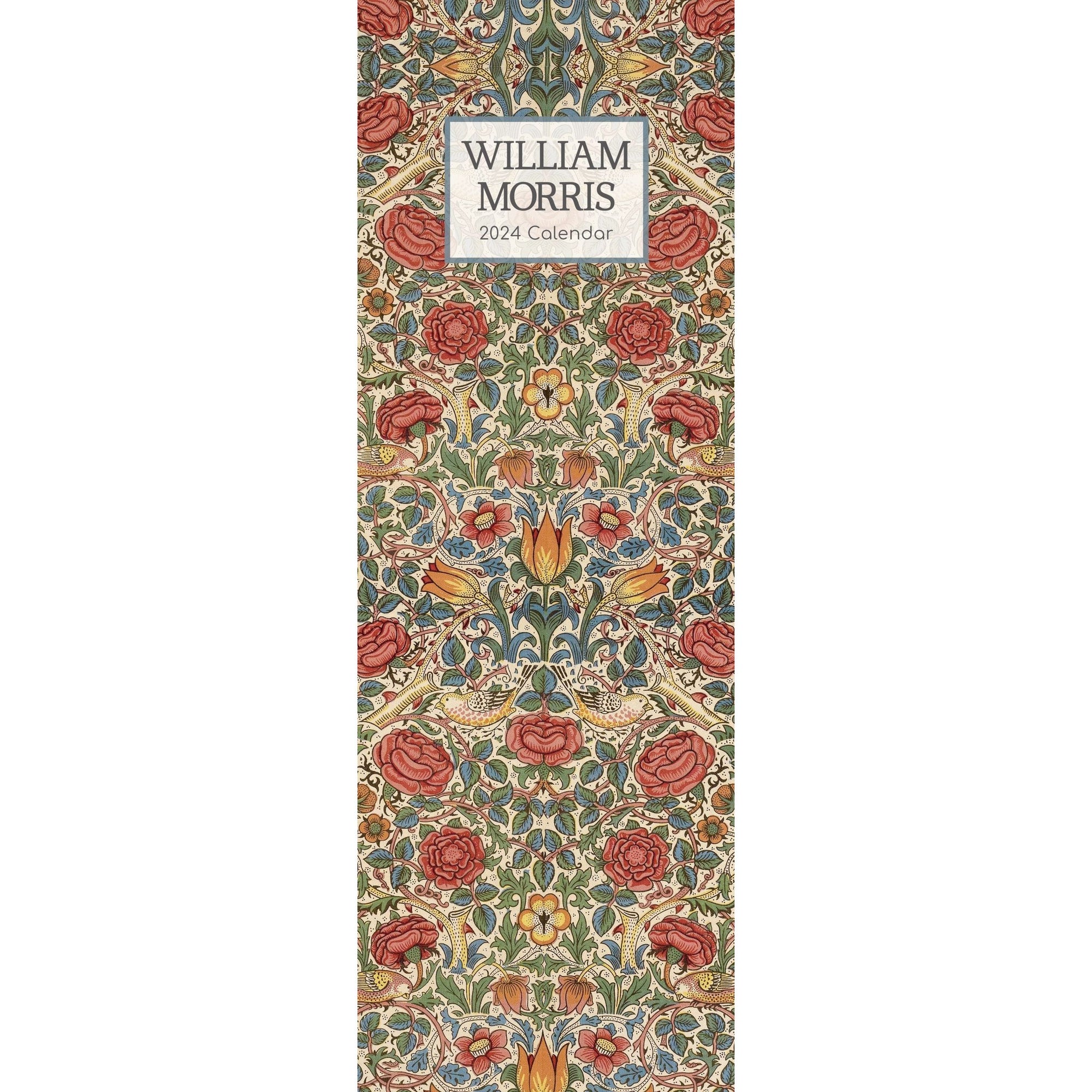 William Morris Rose - 2024 Slimline Slim Wall Calendar Hanging Planner New Year