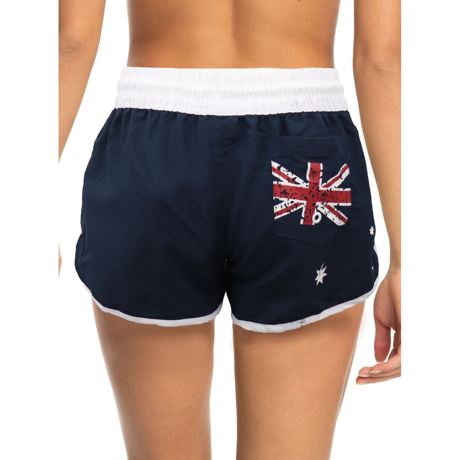 Ladies' Women's Board Shorts Australian Day Flag Gym Beach Aussie Swim Souvenir, Navy, 16