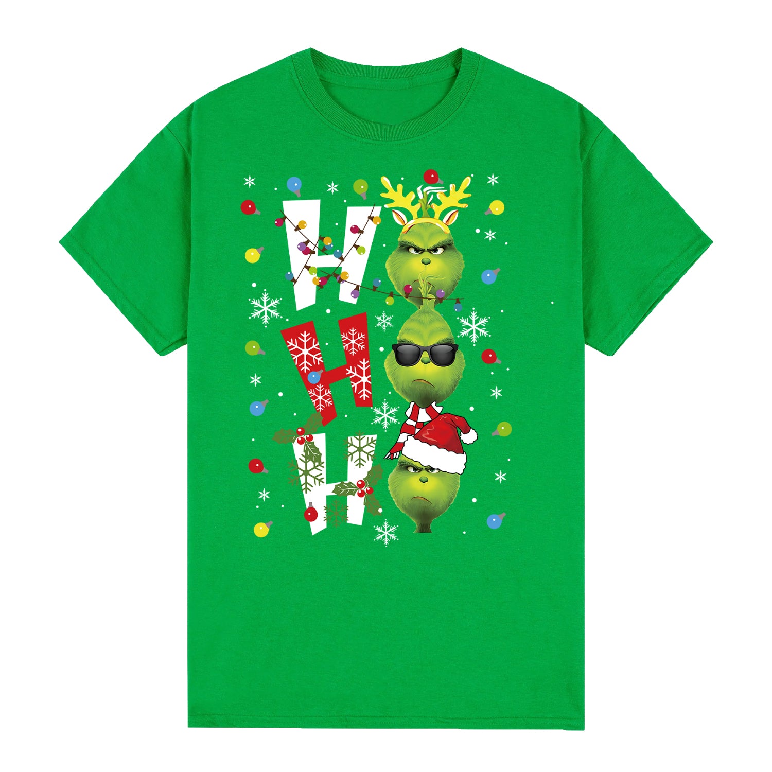 100% Cotton Christmas T-shirt Adult Unisex Tee Tops Funny Santa Party Custume, Shrek (Green), XL