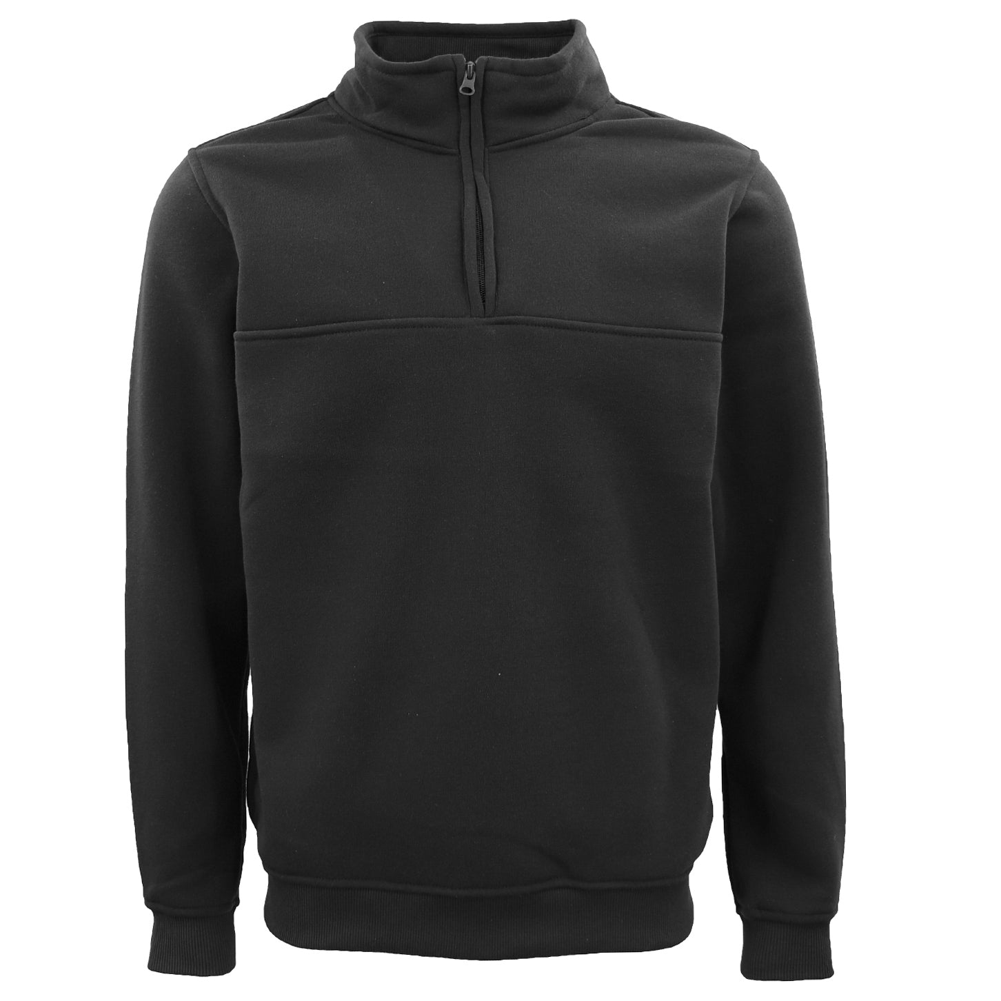 New Men's Unisex Adult Half-Zip Fleece Jumper Pullover Stand Collar Jacket Shirt, Black, M