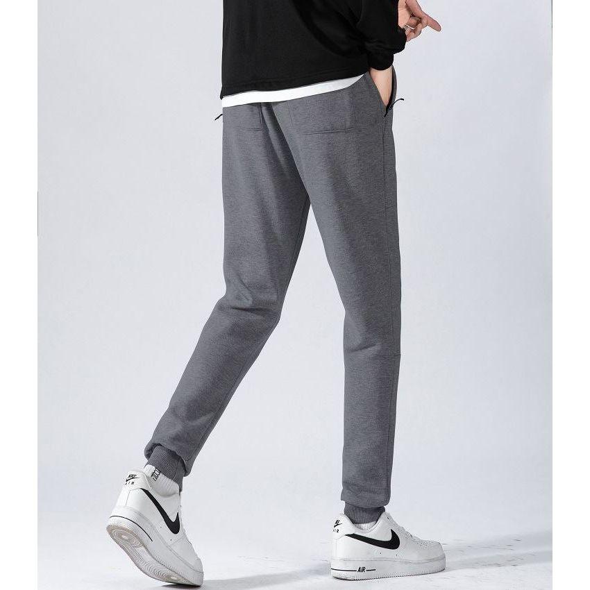 Men's Fleece Slim Trackpant Sport Joggers w Zipped Pockets Gym Casucal Trousers, Black, XL