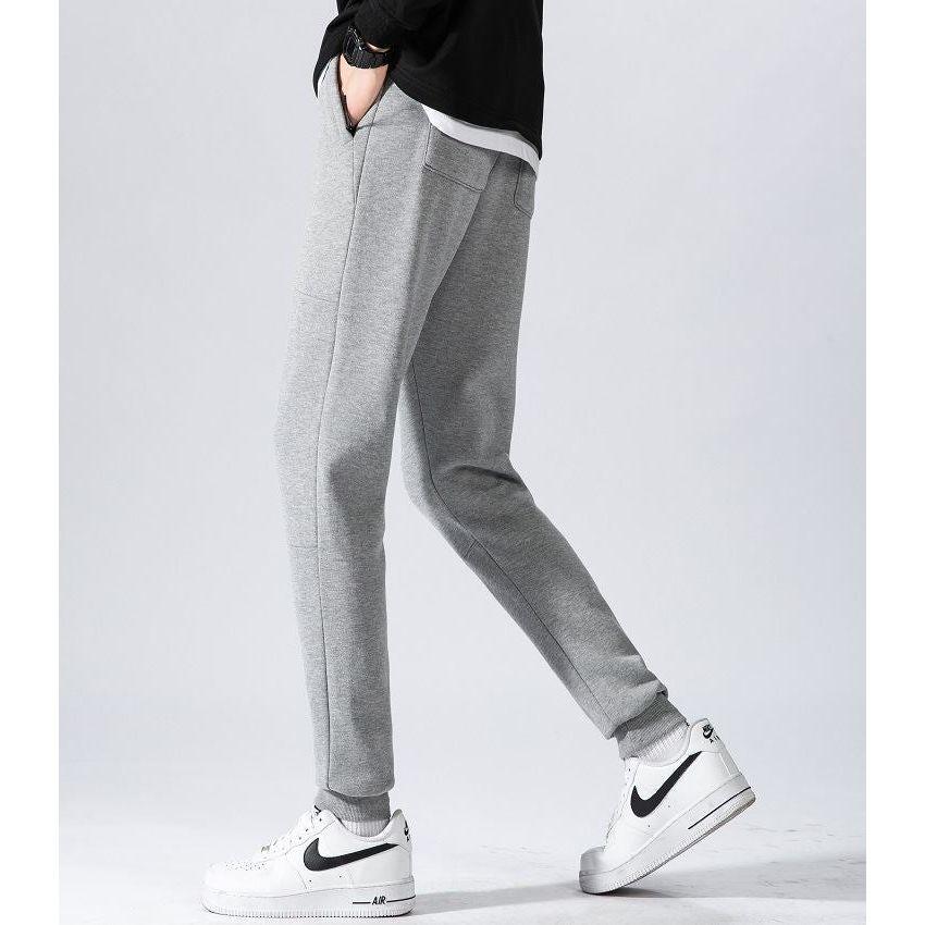 Men's Fleece Slim Trackpant Sport Joggers w Zipped Pockets Gym Casucal Trousers, Light Grey, M