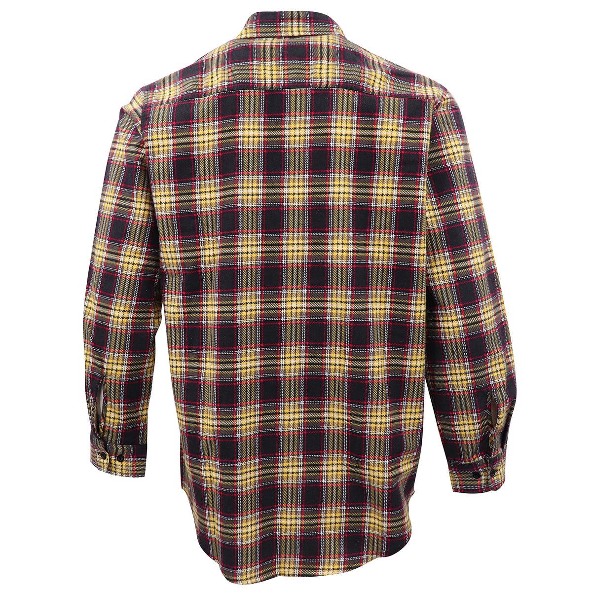 Men's 100% Cotton Flannelette Shirt Long Sleeve Plaid Check Flannel w Pockets, Golden Horizon Plaid, M