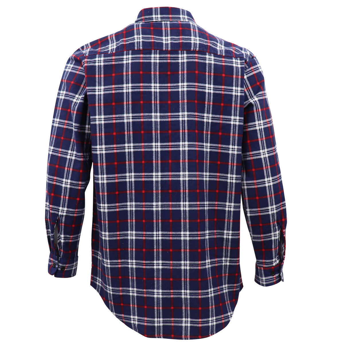 Men's 100% Cotton Flannelette Shirt Long Sleeve Plaid Check Flannel w Pockets, Patriot Navy Plaid, M