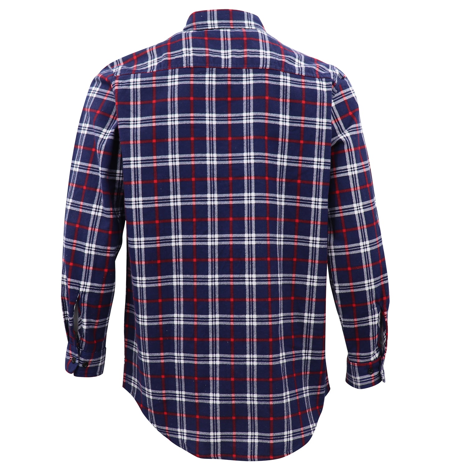 Men's 100% Cotton Flannelette Shirt Long Sleeve Plaid Check Flannel w Pockets, Patriot Navy Plaid, XL