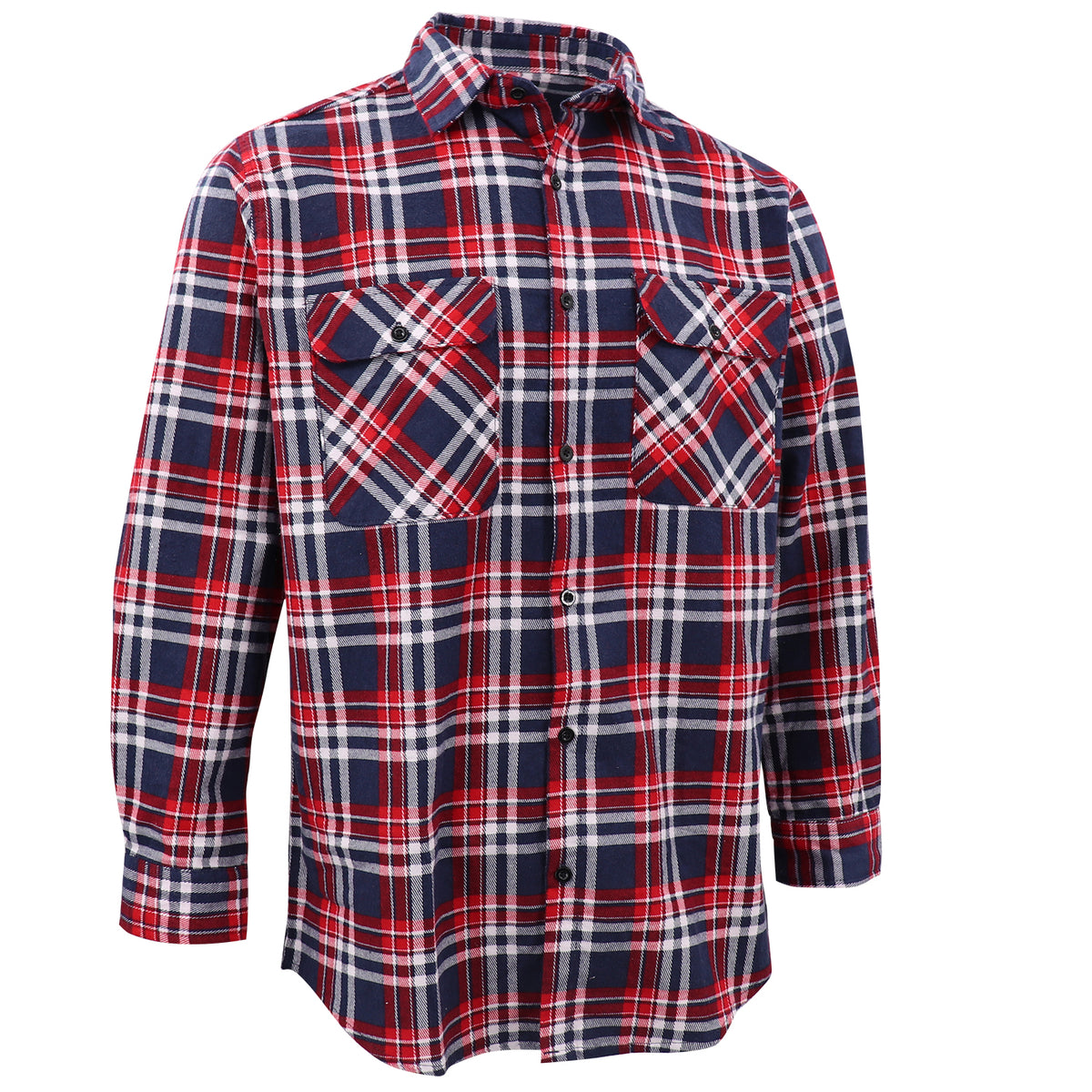 Men's 100% Cotton Flannelette Shirt Long Sleeve Plaid Check Flannel w Pockets, Heritage Red Plaid, S
