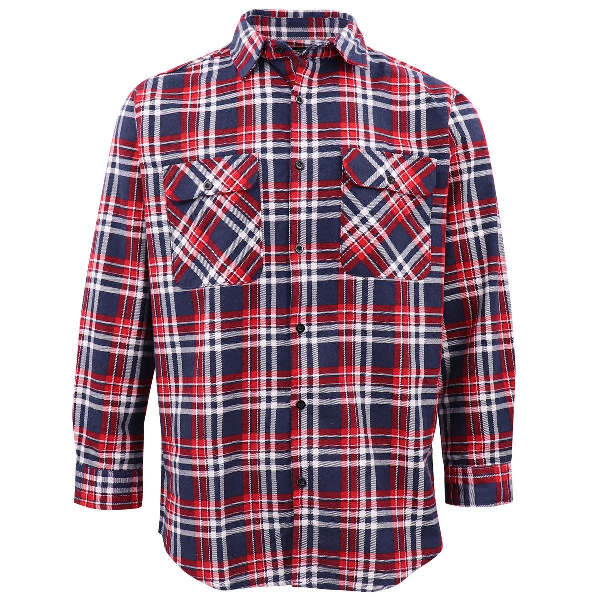 Men's 100% Cotton Flannelette Shirt Long Sleeve Plaid Check Flannel w Pockets, Heritage Red Plaid, S