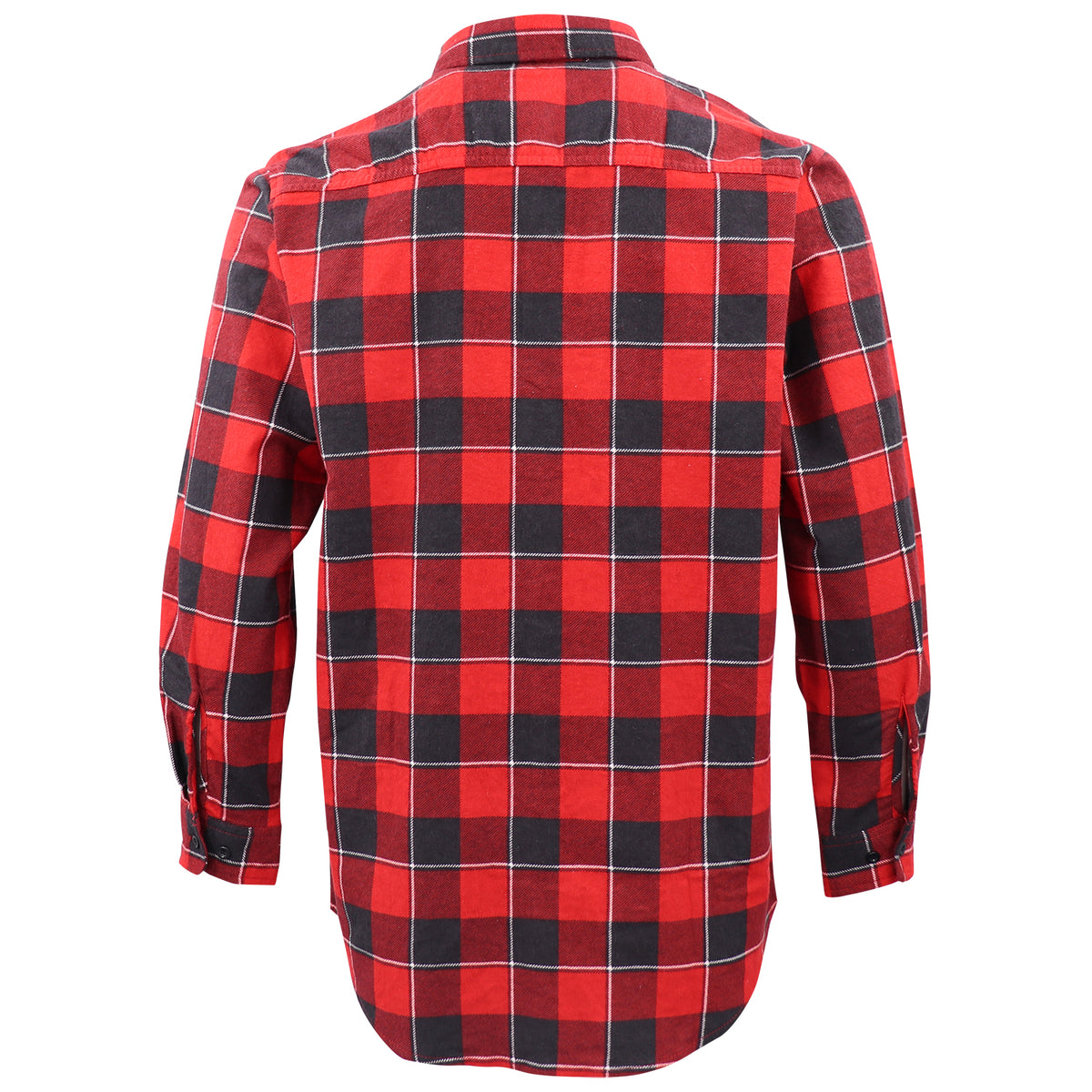 Men's 100% Cotton Flannelette Shirt Long Sleeve Plaid Check Flannel w Pockets, Lumberjack Red Buffalo Plaid, S