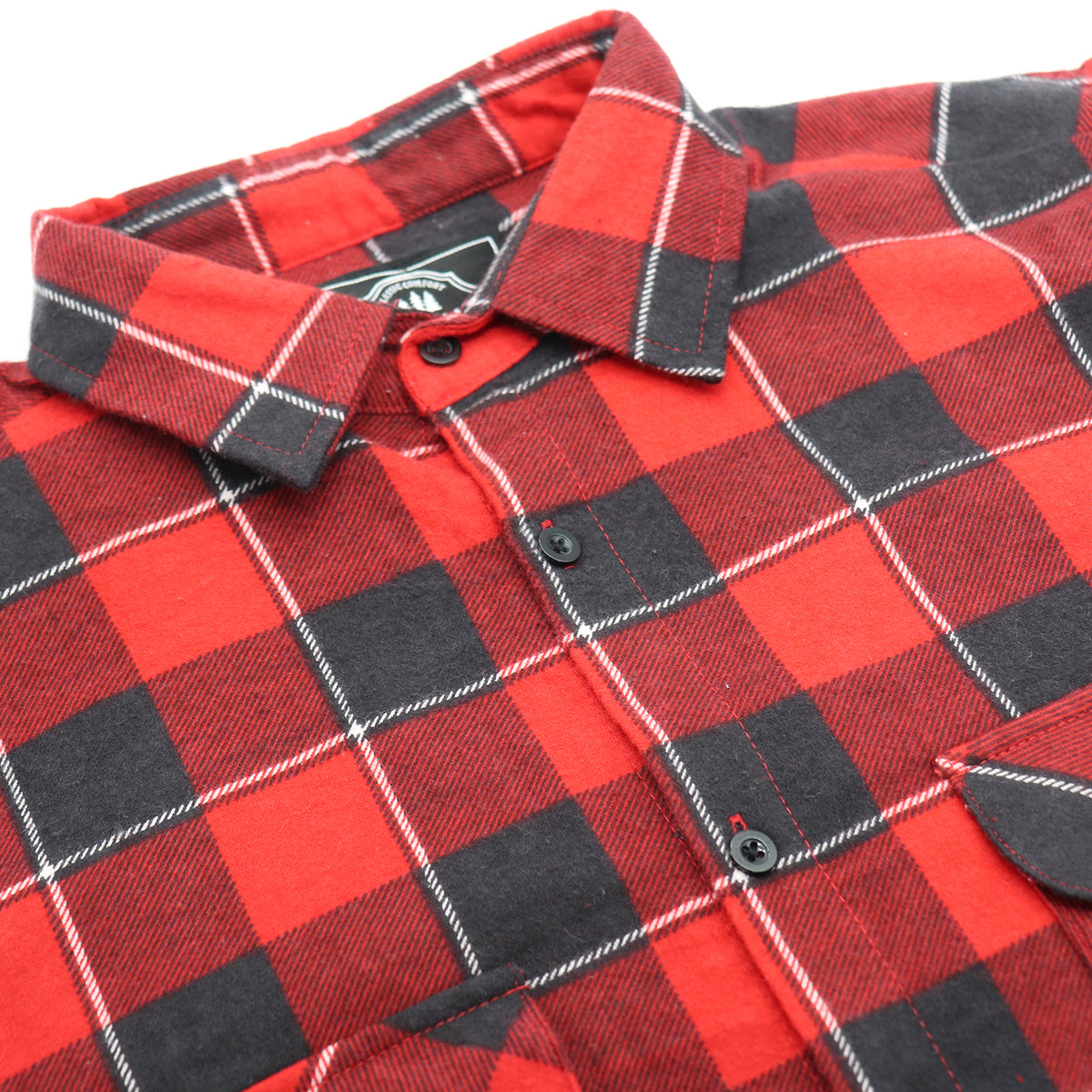 Men's 100% Cotton Flannelette Shirt Long Sleeve Plaid Check Flannel w Pockets, Lumberjack Red Buffalo Plaid, S