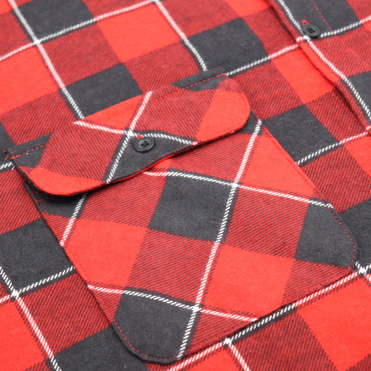 Men's 100% Cotton Flannelette Shirt Long Sleeve Plaid Check Flannel w Pockets, Lumberjack Red Buffalo Plaid, S