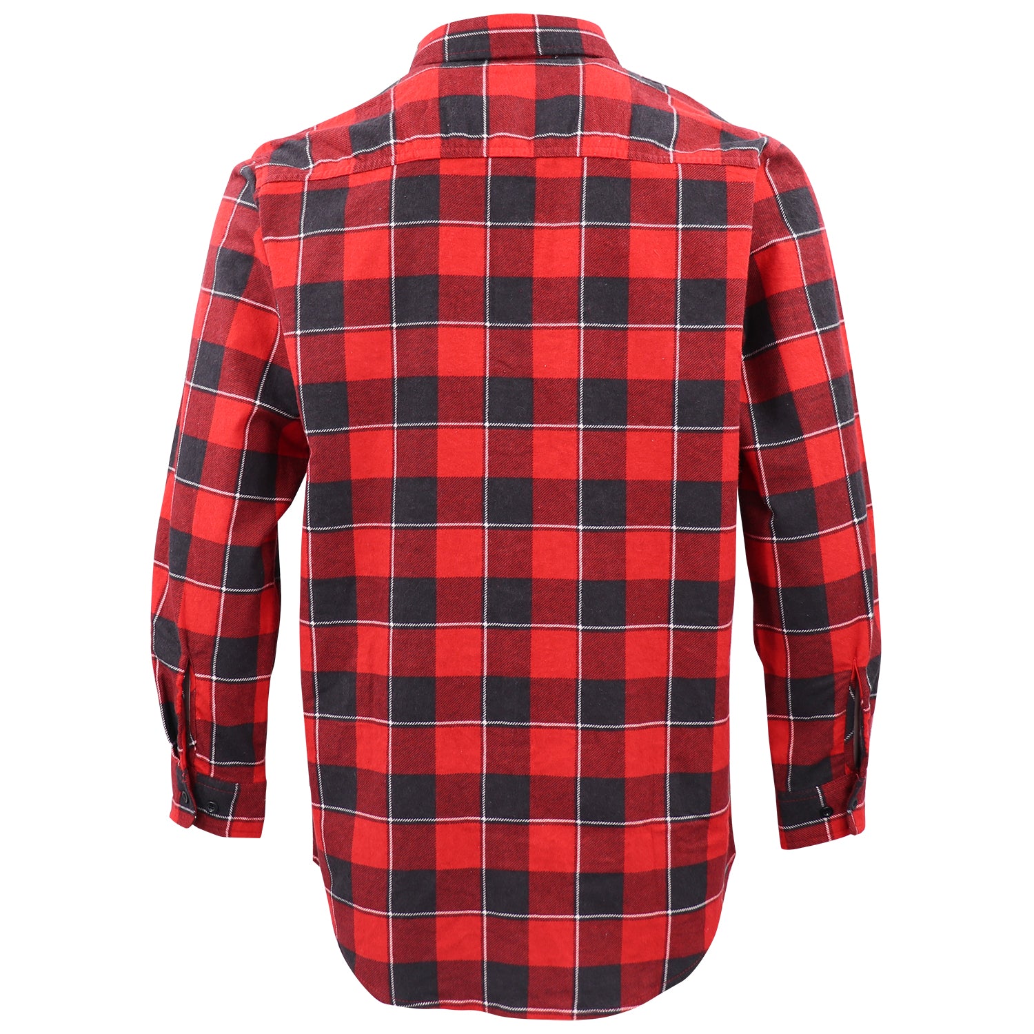 Men's 100% Cotton Flannelette Shirt Long Sleeve Plaid Check Flannel w Pockets, Lumberjack Red Buffalo Plaid, XL