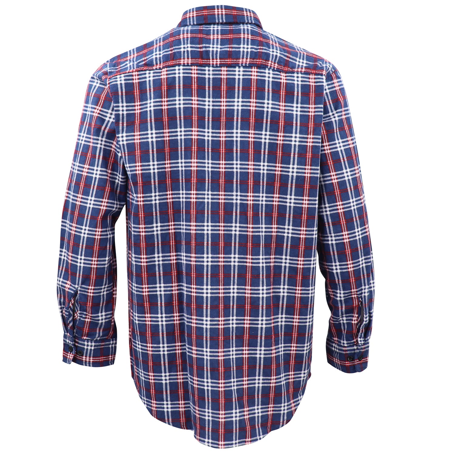 Men's 100% Cotton Flannelette Shirt Long Sleeve Plaid Check Flannel w Pockets, Patriot Blue Plaid, 2XL