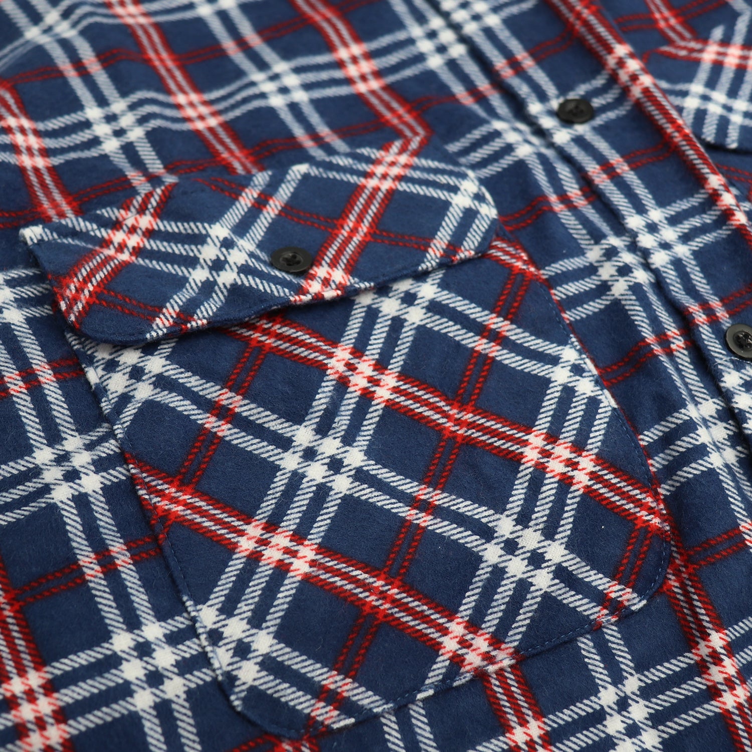 Men's 100% Cotton Flannelette Shirt Long Sleeve Plaid Check Flannel w Pockets, Patriot Blue Plaid, 2XL