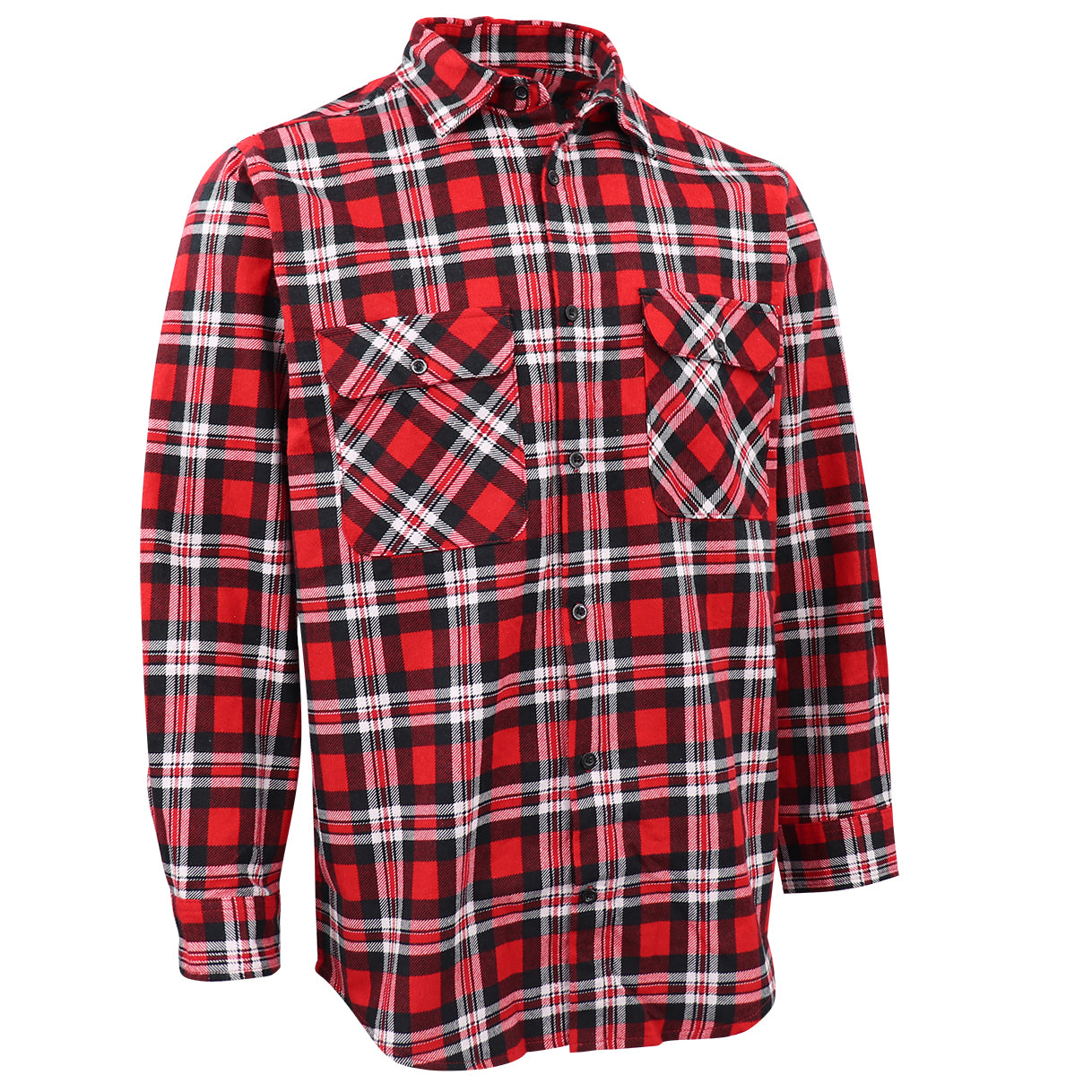 Men's 100% Cotton Flannelette Shirt Long Sleeve Plaid Check Flannel w Pockets, Crimson Knight Plaid, L
