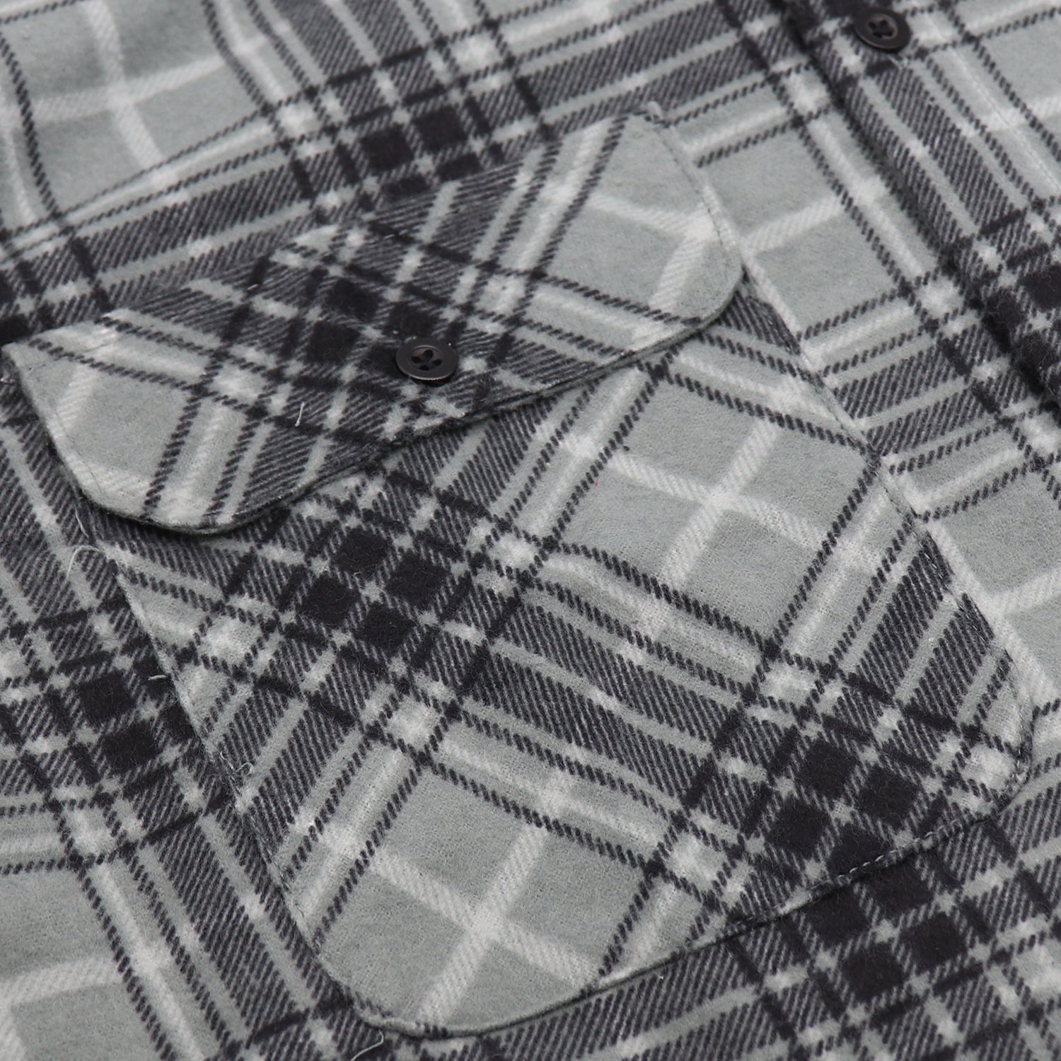 Men's 100% Cotton Flannelette Shirt Long Sleeve Plaid Check Flannel w Pockets, Granite Gray Plaid, S