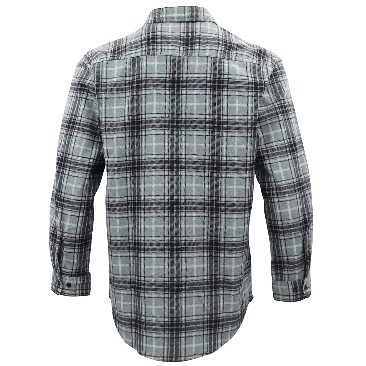 Men's 100% Cotton Flannelette Shirt Long Sleeve Plaid Check Flannel w Pockets, Granite Gray Plaid, 2XL