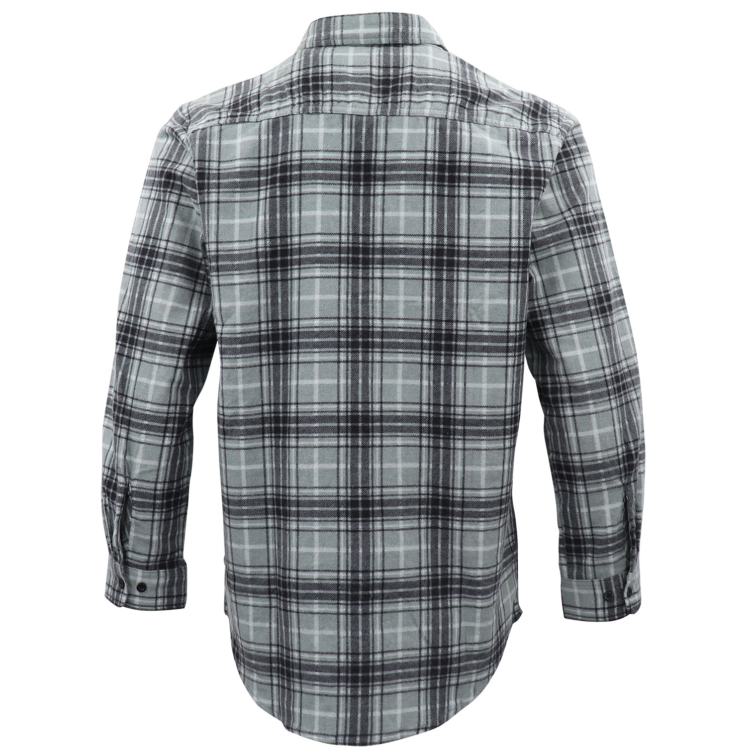 Men's 100% Cotton Flannelette Shirt Long Sleeve Plaid Check Flannel w Pockets, Granite Gray Plaid, 2XL