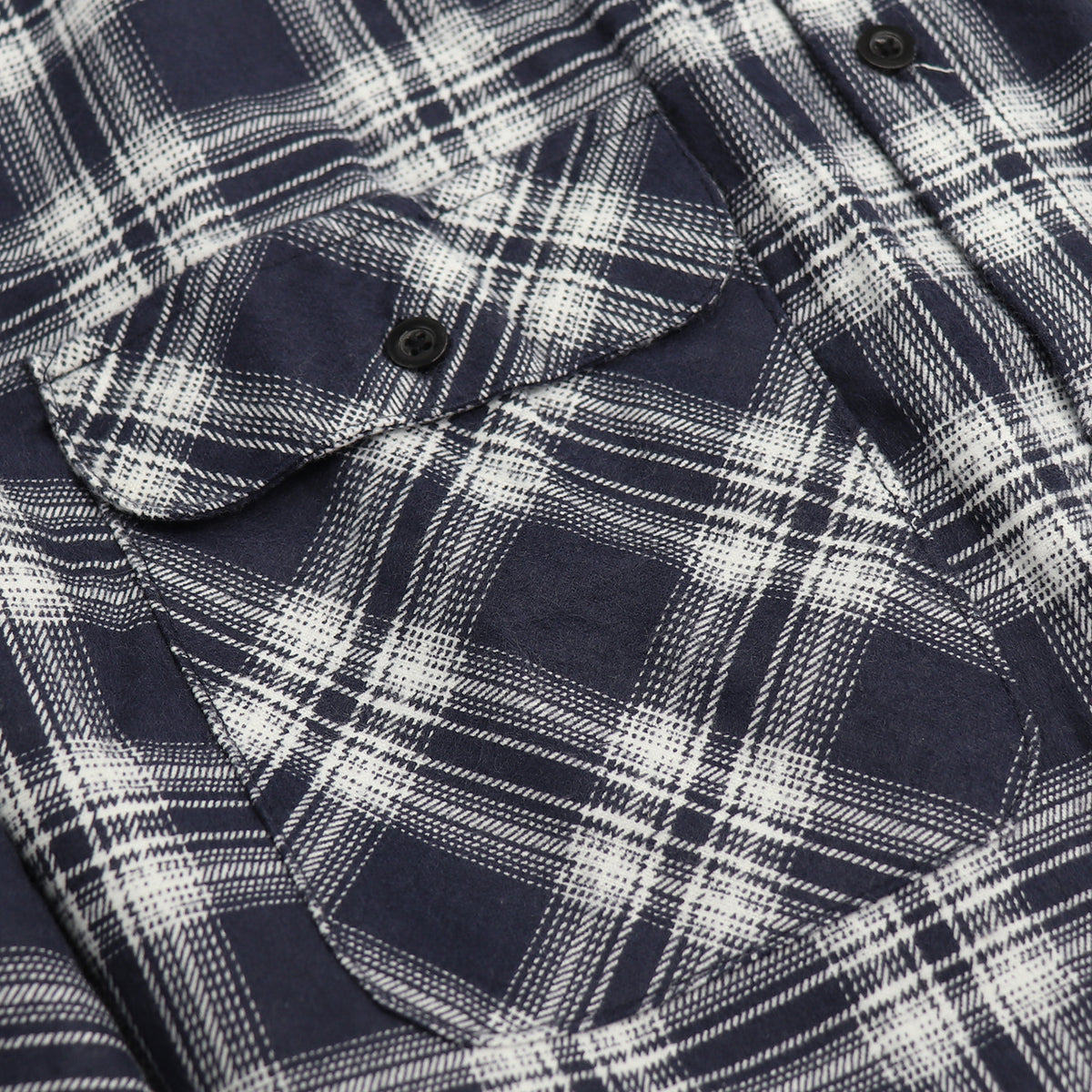 Men's 100% Cotton Flannelette Shirt Long Sleeve Plaid Check Flannel w Pockets, Midnight Navy Plaid, S