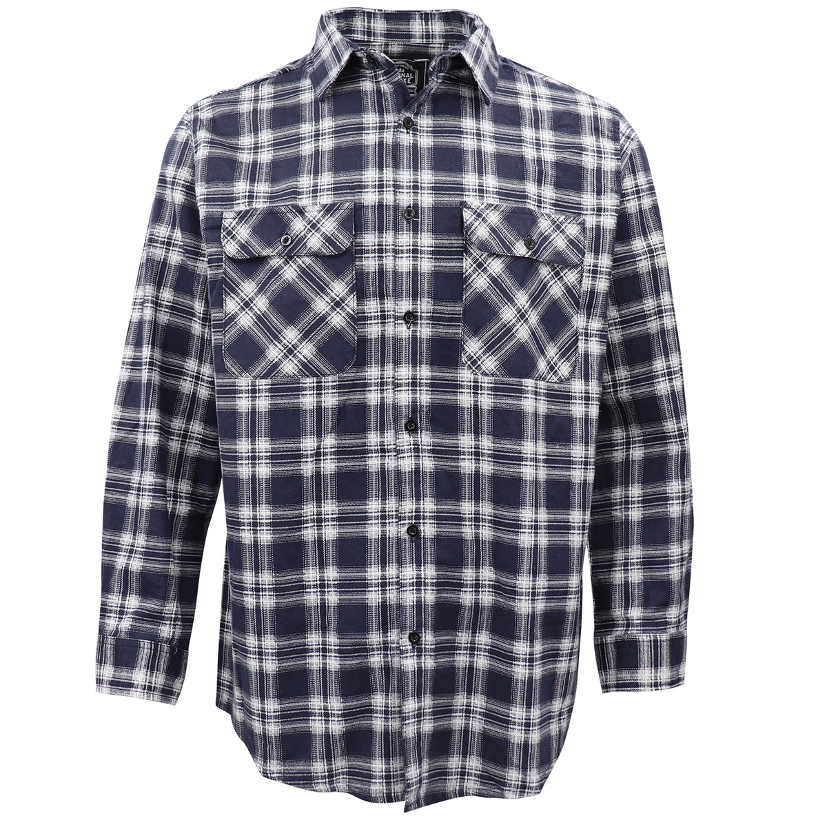 Men's 100% Cotton Flannelette Shirt Long Sleeve Plaid Check Flannel w Pockets, Midnight Navy Plaid, L