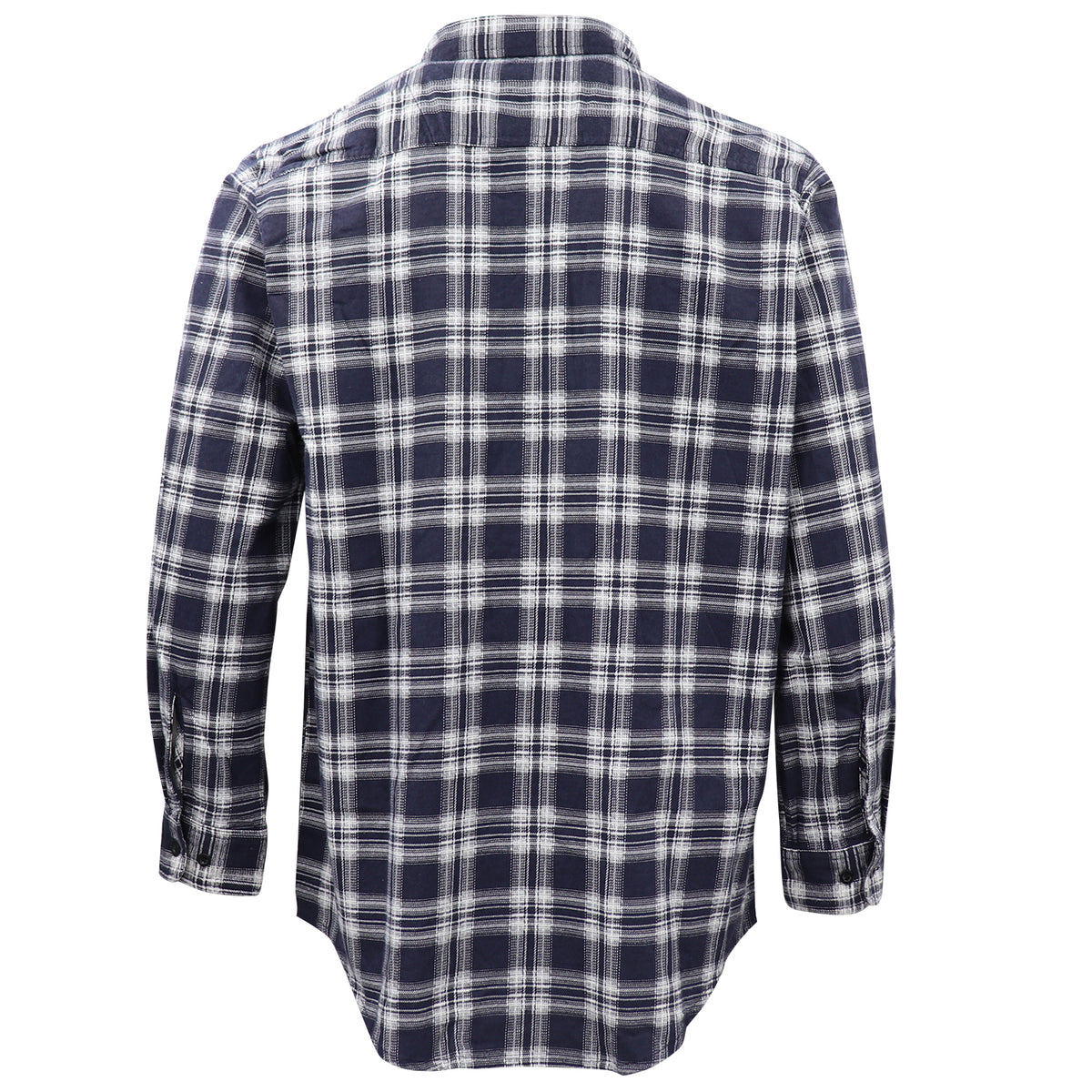 Men's 100% Cotton Flannelette Shirt Long Sleeve Plaid Check Flannel w Pockets, Midnight Navy Plaid, XL