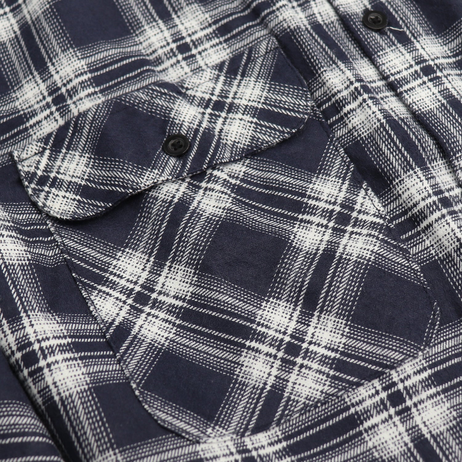 Men's 100% Cotton Flannelette Shirt Long Sleeve Plaid Check Flannel w Pockets, Midnight Navy Plaid, 3XL