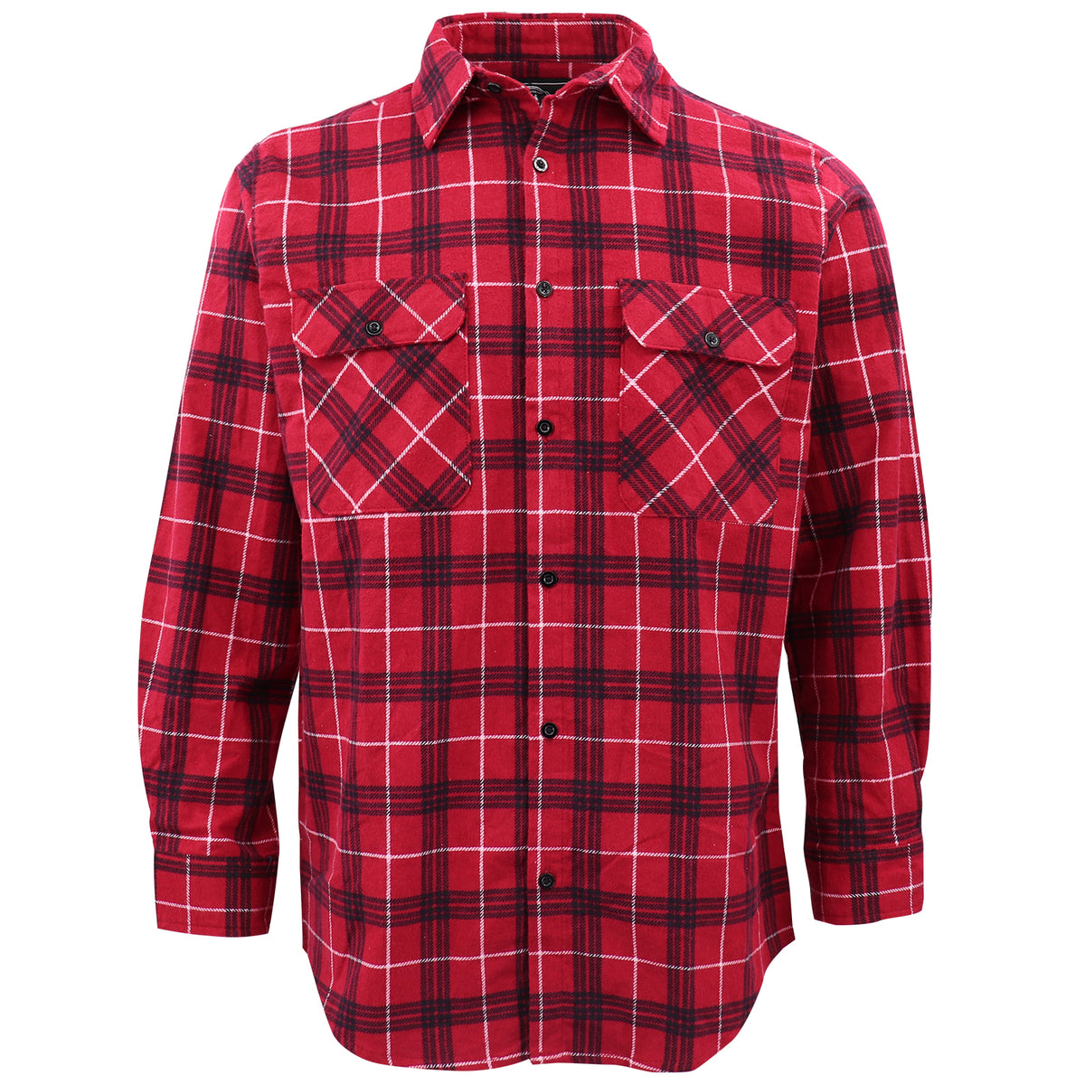 Men's 100% Cotton Flannelette Shirt Long Sleeve Plaid Check Flannel w Pockets, Scarlet Ember Plaid, 3XL